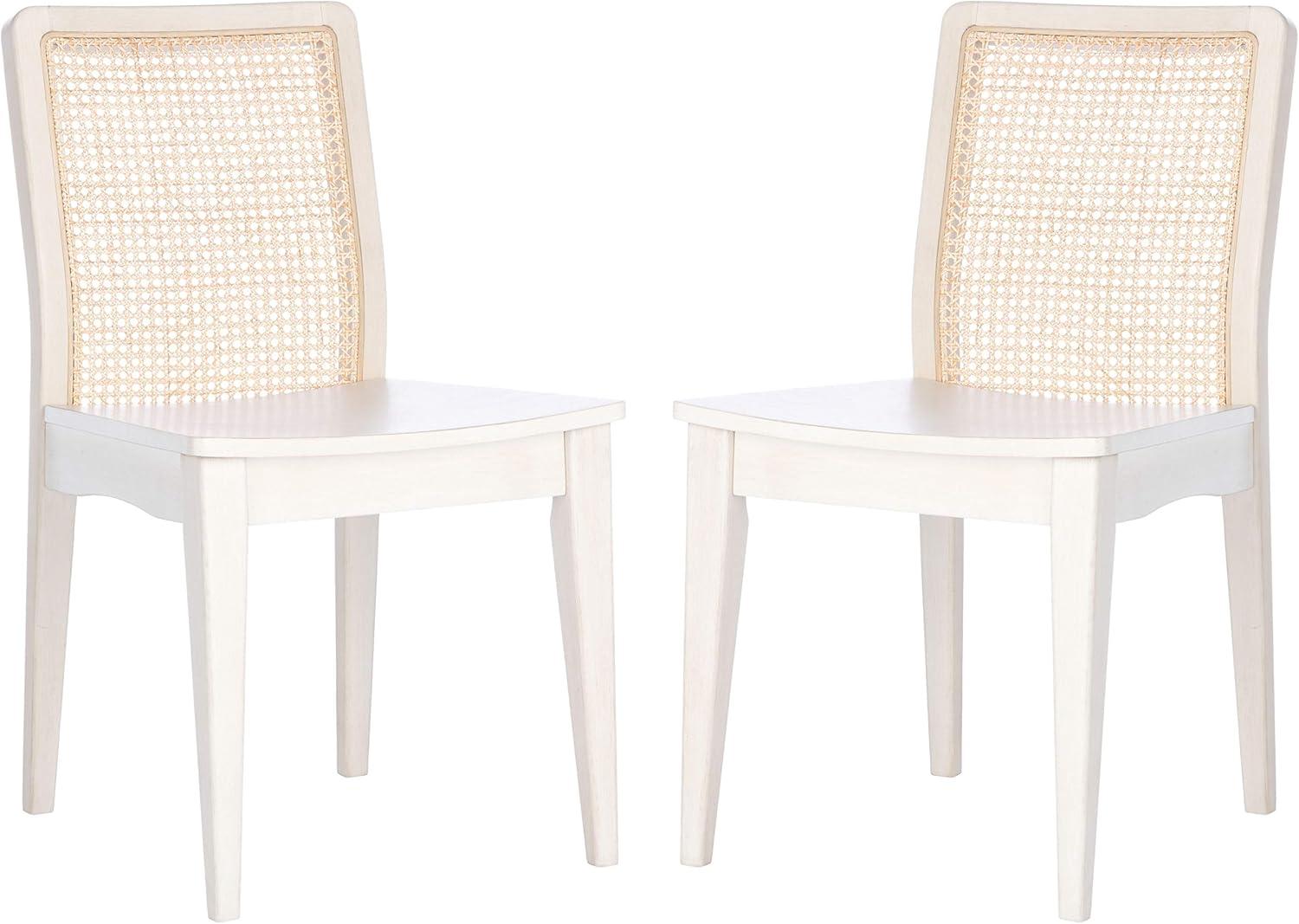 Benicio White and Natural Rattan Coastal Side Chair