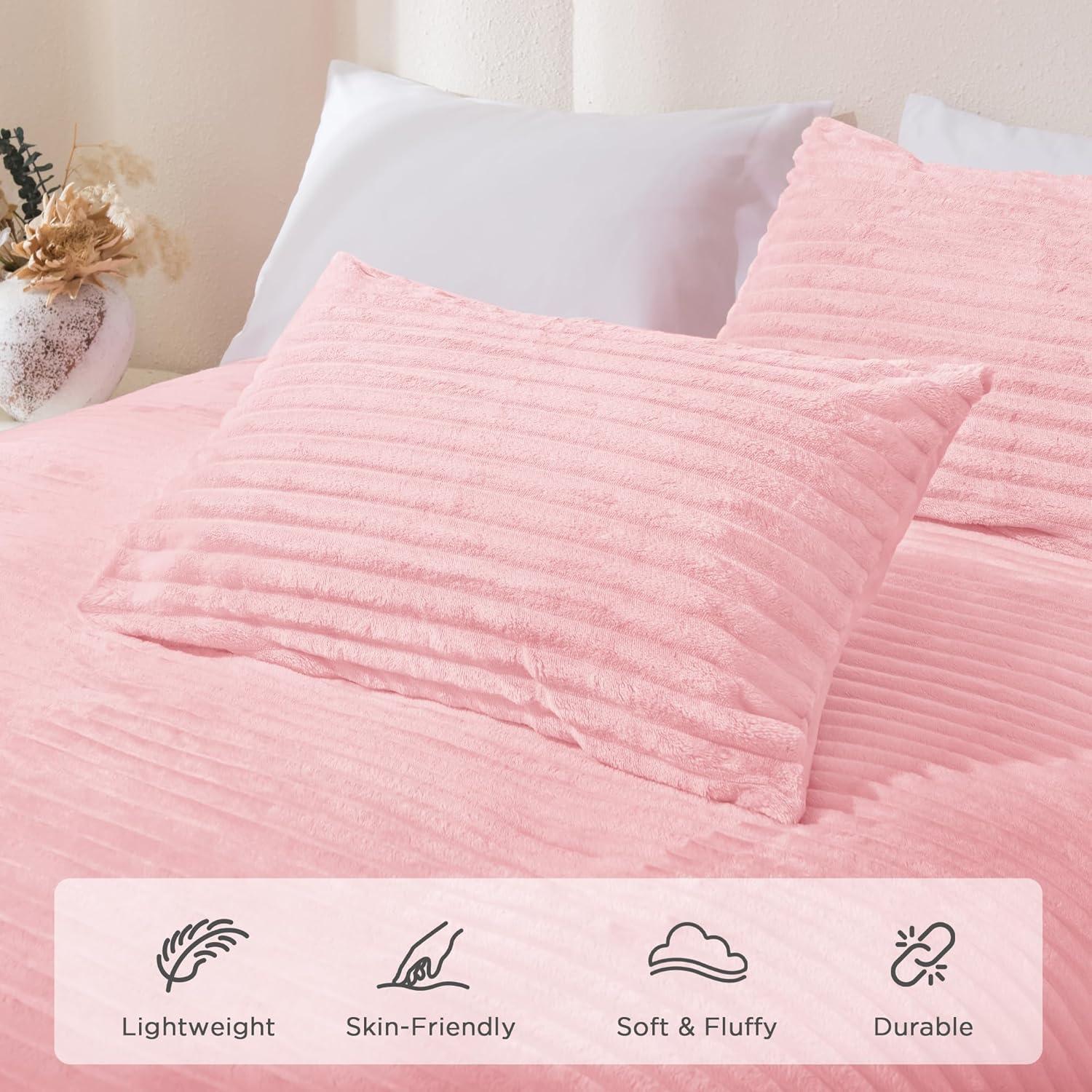 Andency Fluffy Queen Comforter Set, Super Soft White Comforters Queen Size, Winter Warm Fleece Faux Fur Bedding Set, Luxury Plush Fuzzy Bed Set 3 Pieces (1 Shaggy Comforter, 2 Pillowcases)