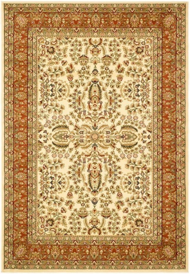 Ivory and Rust Floral Motif 10' x 14' Synthetic Area Rug