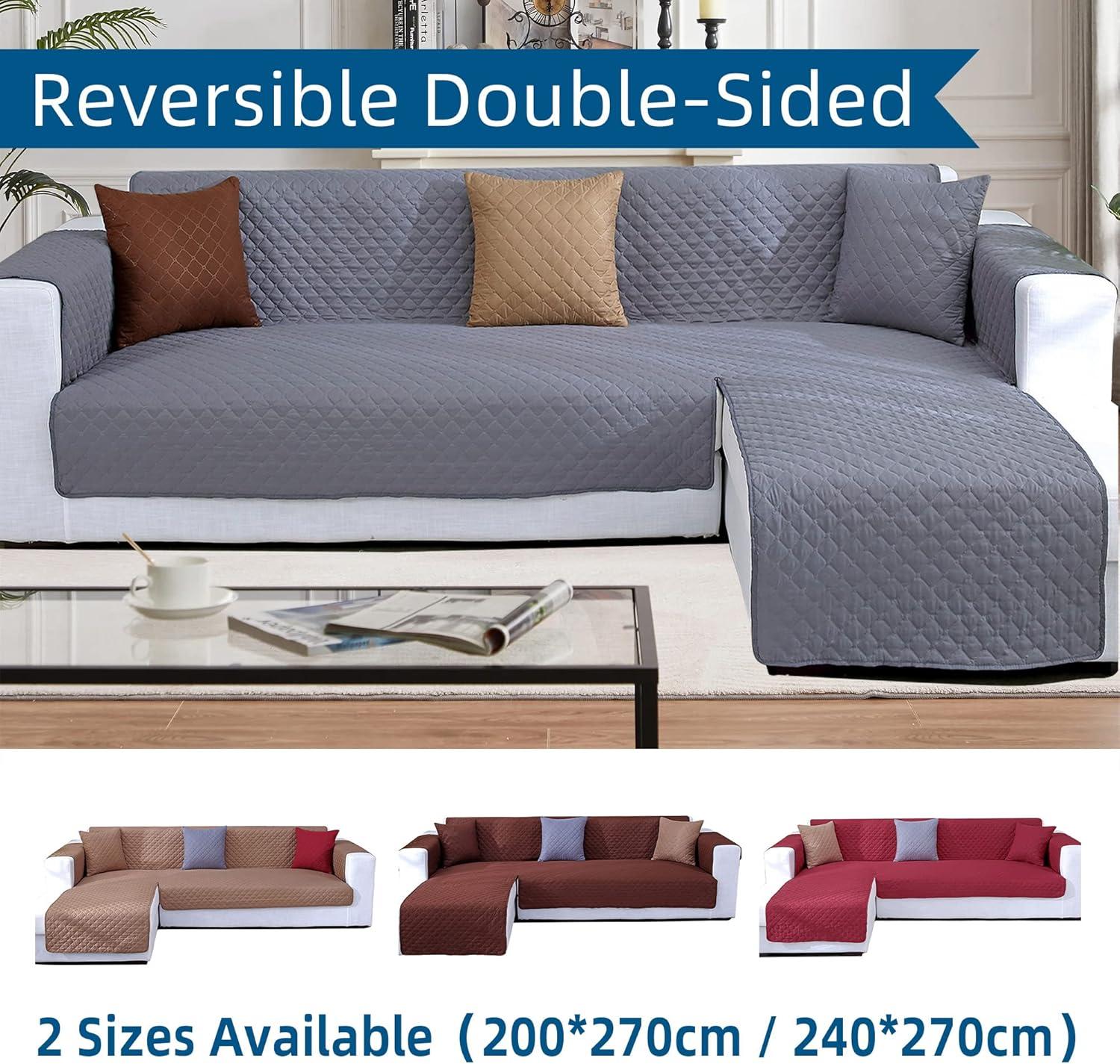 Double Side L Shape Couch Cover Sectional Sofa Covers Set Chaise Couch Cover Slip Covers for Sofas Couches Sectional Furniture Protector Cover (Large,Light Grey)