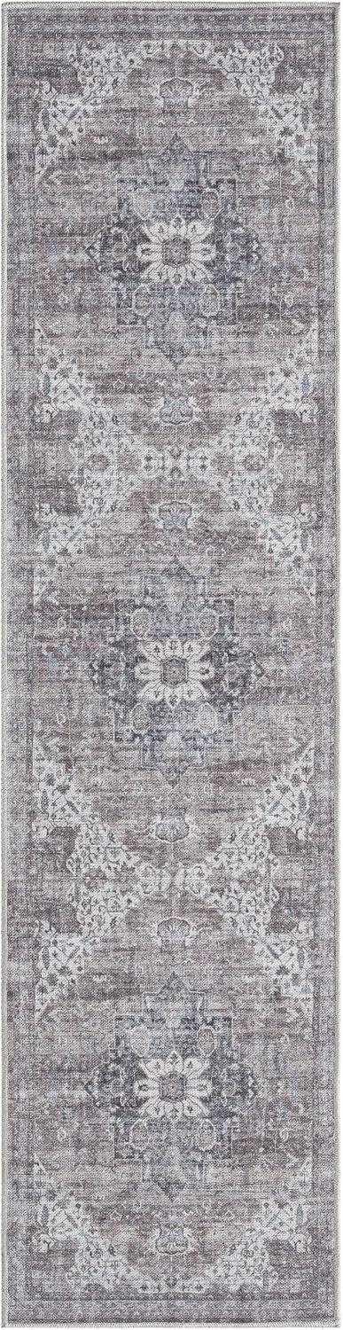 Gray Bohemian Medallion Machine Washable Runner Rug 1'11"x7'2"