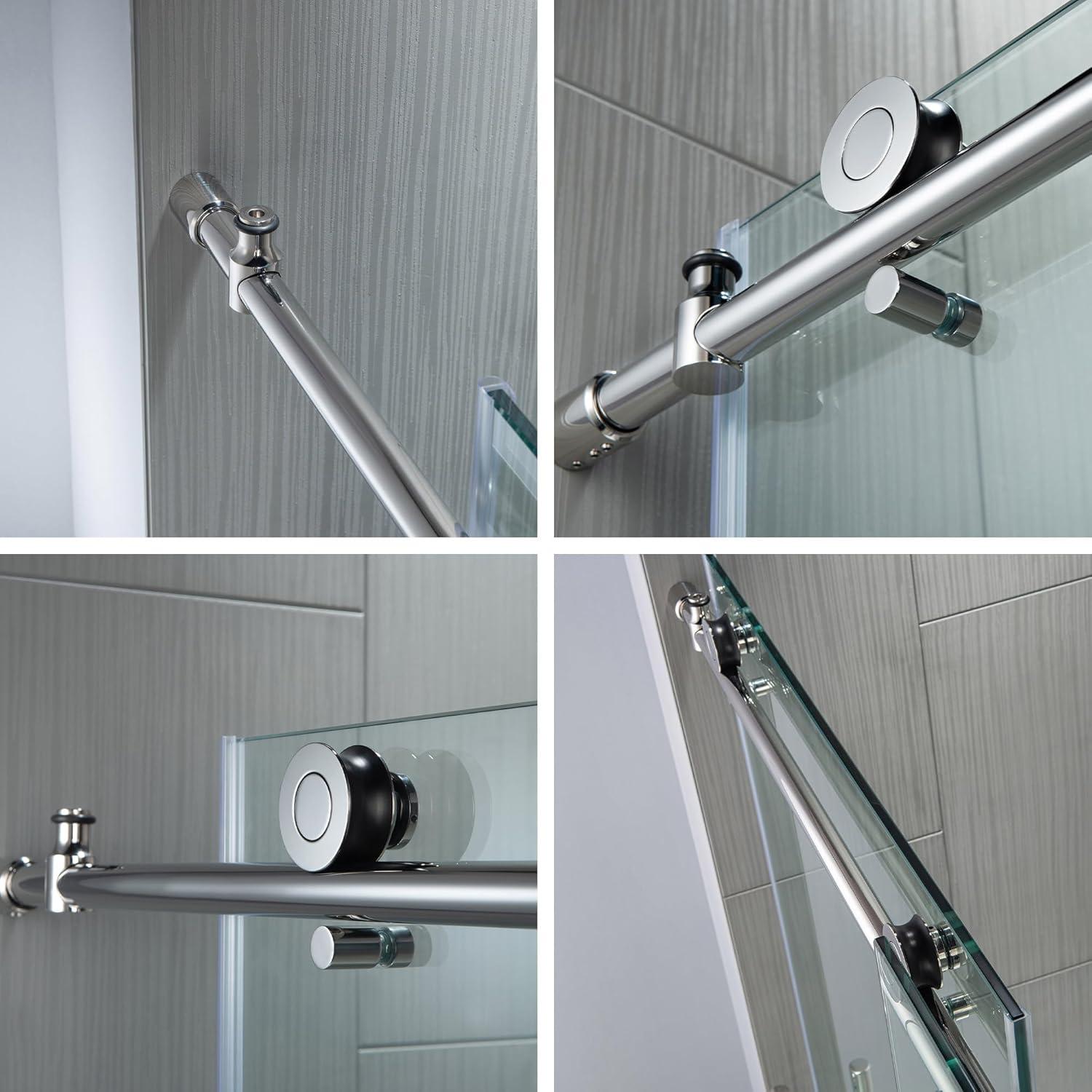 WoodBridge Frameless Single Sliding Shower Door with Soft Close System, 57.5-60" Width x 80"Height with 5/16"(8mm) Clear Tempered Glass & Reviews | Wayfair