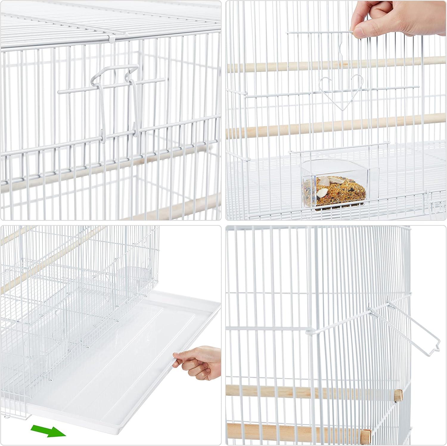 Yaheetech 30.5inch Flight Parakeet Bird Cage with Slide-Out Tray, White