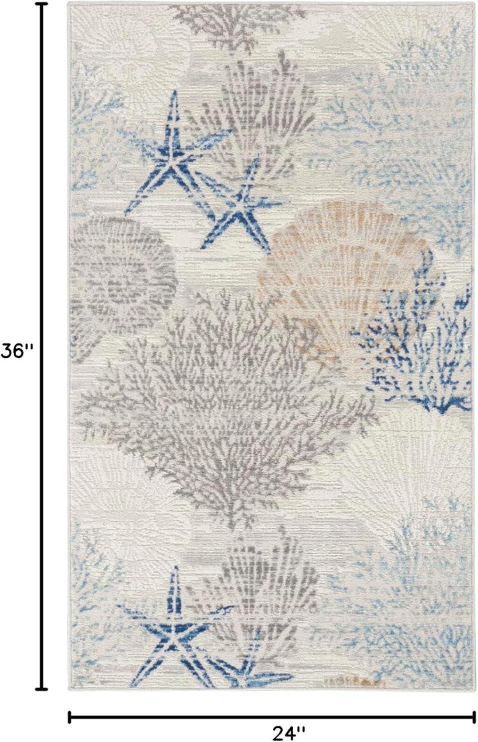 Nourison Pompeii Nautical Indoor Rug Ivory Grey Blue 2' x 3'