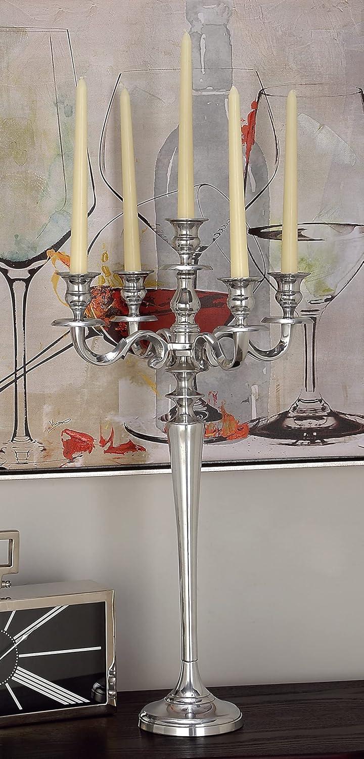 DecMode 5 Holder Silver Aluminum Metal Candelabra