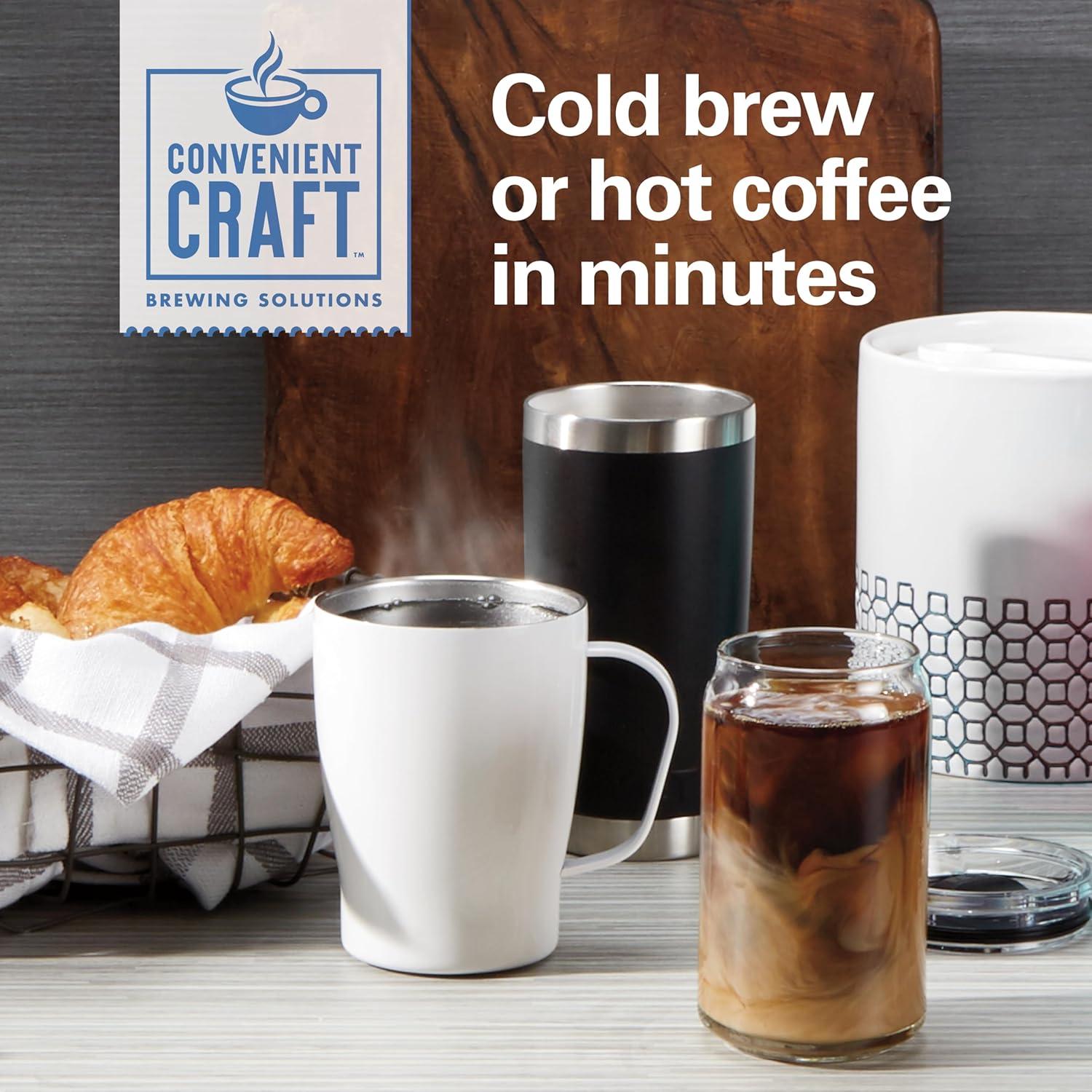 Hamilton Beach Convenient Craft Rapid Cold Brew & Hot Coffee Maker, Single Serve Ground Coffee Brewer, 16 oz. capacity, Black, 42501