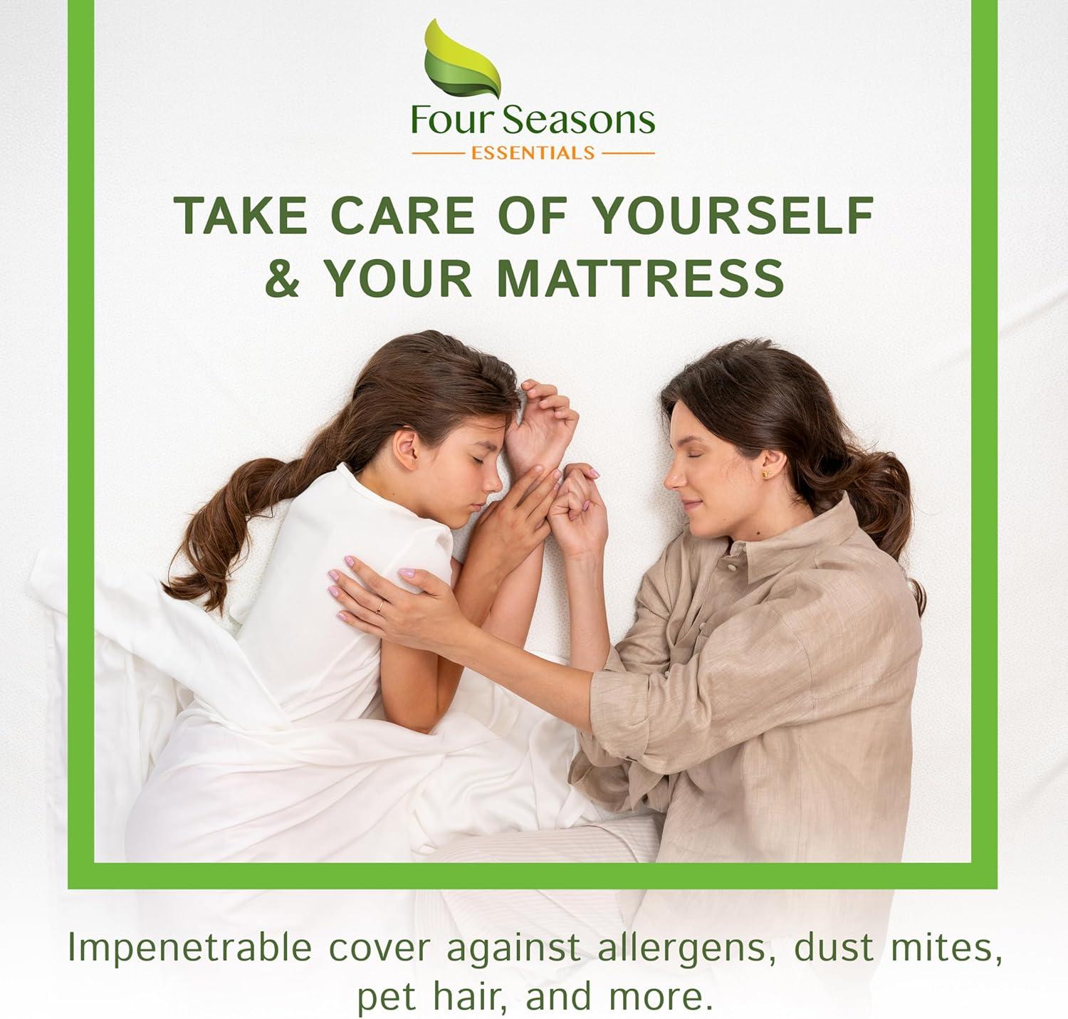 Queen Bamboo Mattress Protector - Waterproof Fitted Sheet Mattress Cover Hypoallergenic Soft Pad Protects From Dust