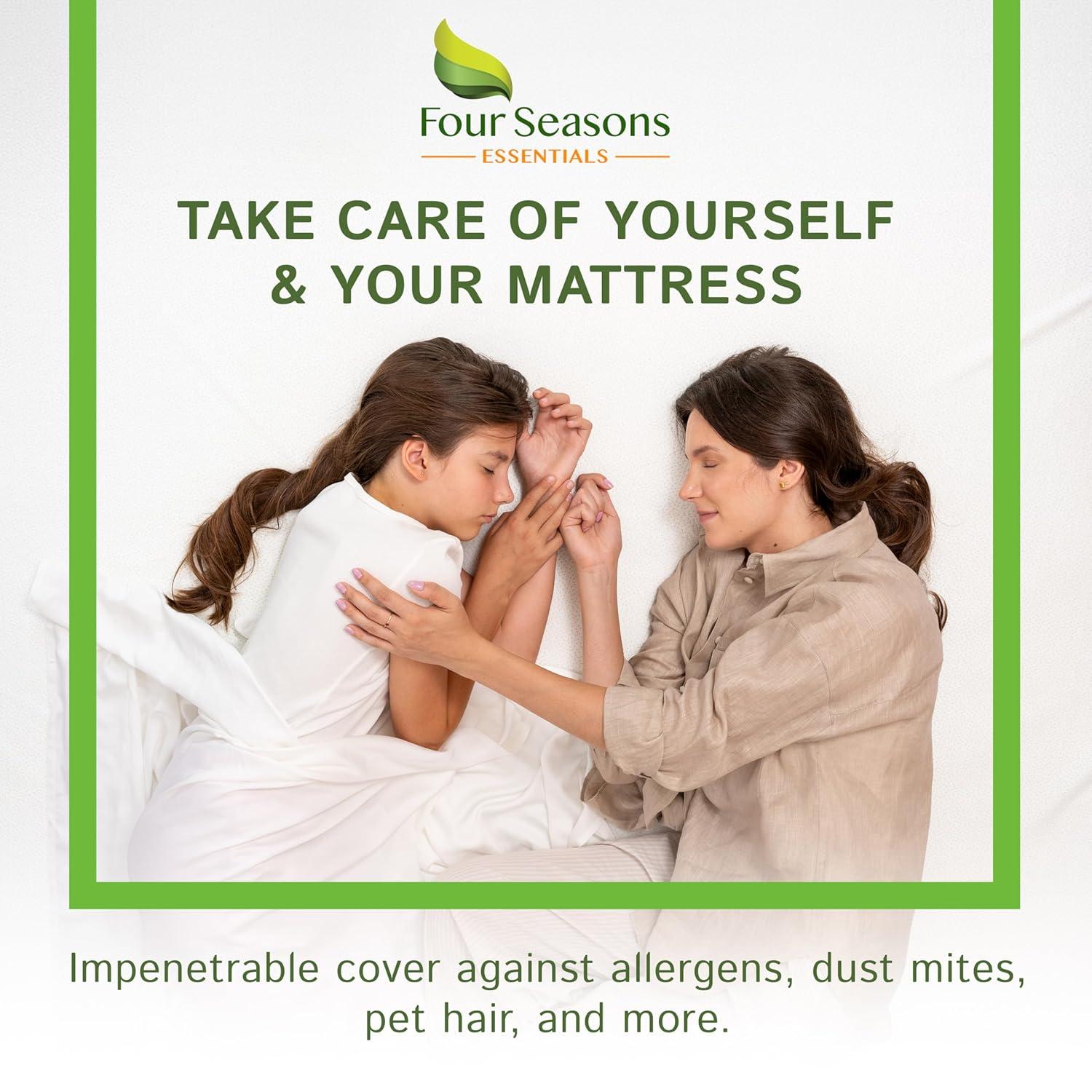 Queen Bamboo Mattress Protector - Waterproof Fitted Sheet Mattress Cover Hypoallergenic Soft Pad Protects From Dust