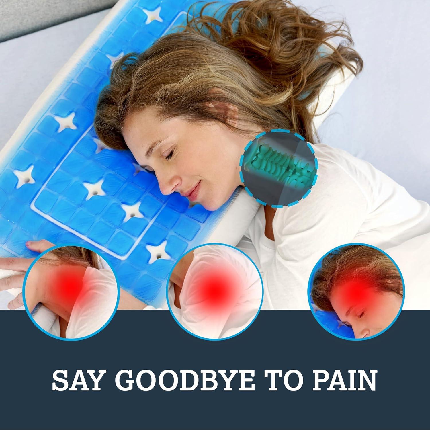 Technogel Deluxe Cooling Gel Pillow – Neck & Shoulder Pain Relief, Odorless Memory Foam, Cool Sleep for Stomach & Back Sleepers, Standard Shape with Washable Cooling Cover (Medium)