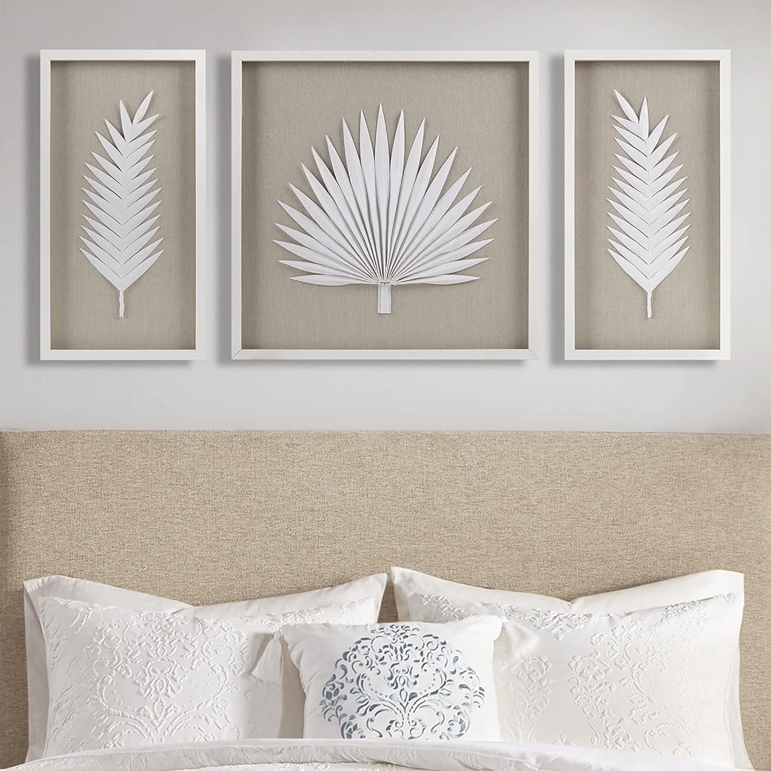 Sabal Framed Rice Paper Palm Leaves 3-piece Shadowbox Wall Décor Set