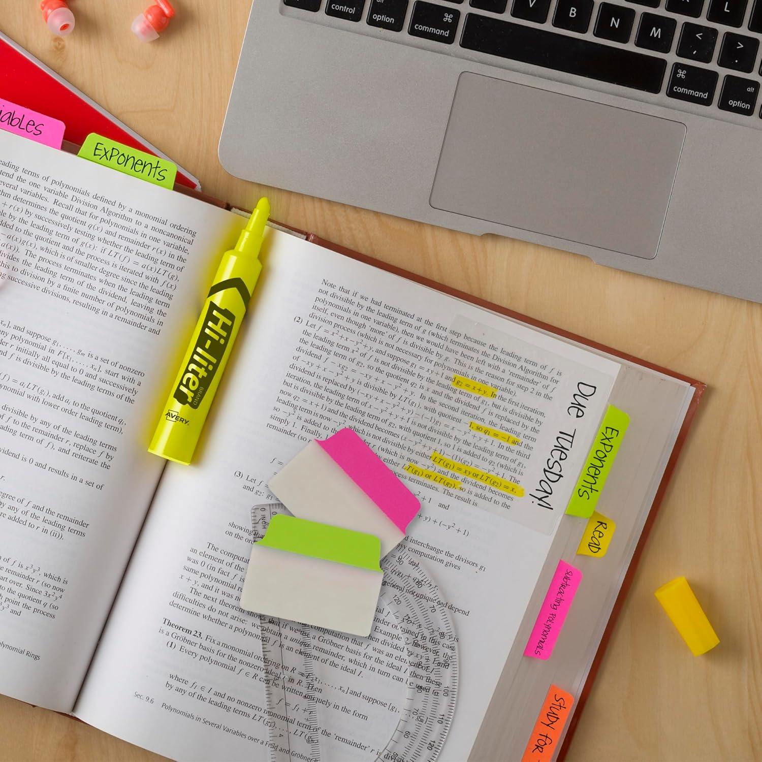 Neon Pink, Green, and Orange Repositionable Self-Adhesive Tabs