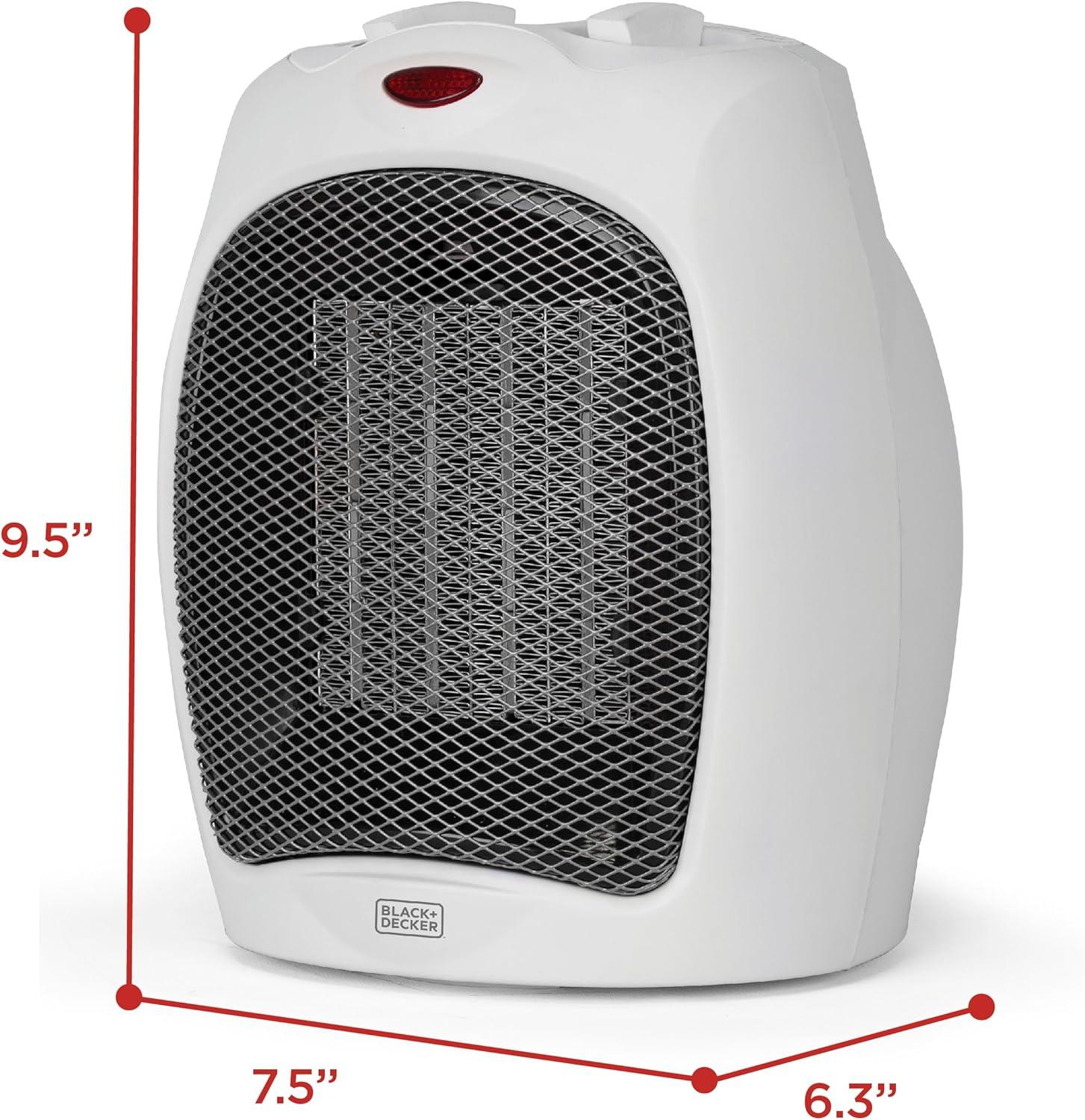 BLACK+DECKER Personal 1500 Watt Electric Fan Compact Heater with Manual Control