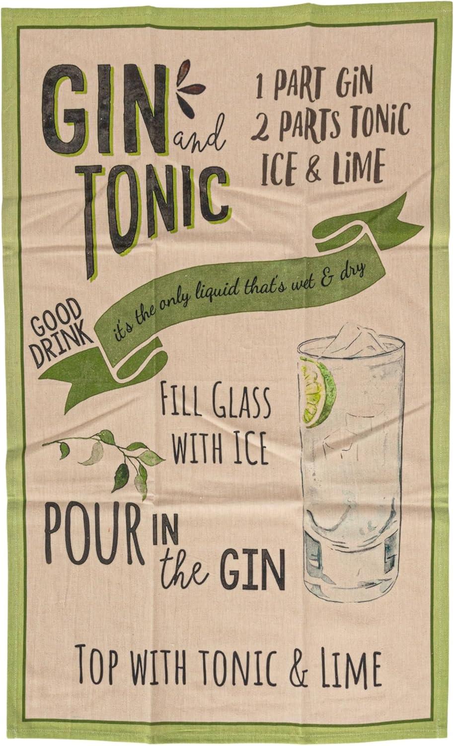 Creative Co-Op Cotton Printed Tea Towel with Cocktail Recipe Prints, Multicolor, Set of 8