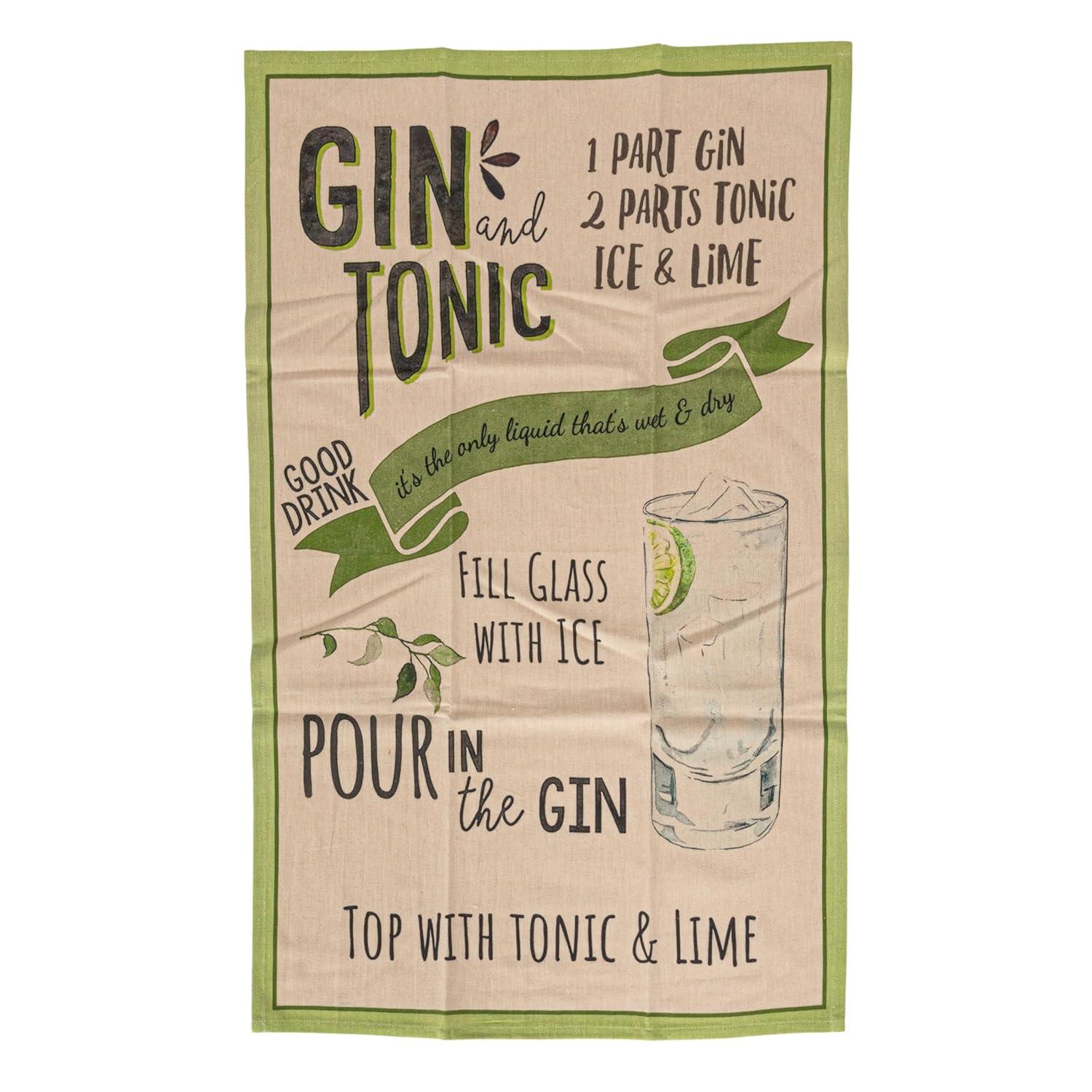 Creative Co-Op Cotton Printed Tea Towel with Cocktail Recipe Prints, Multicolor, Set of 8