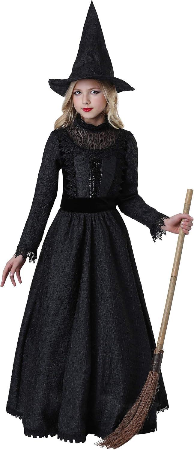 HalloweenCostumes.com Large Girl Deluxe Dark Witch Costume for Girls, Black