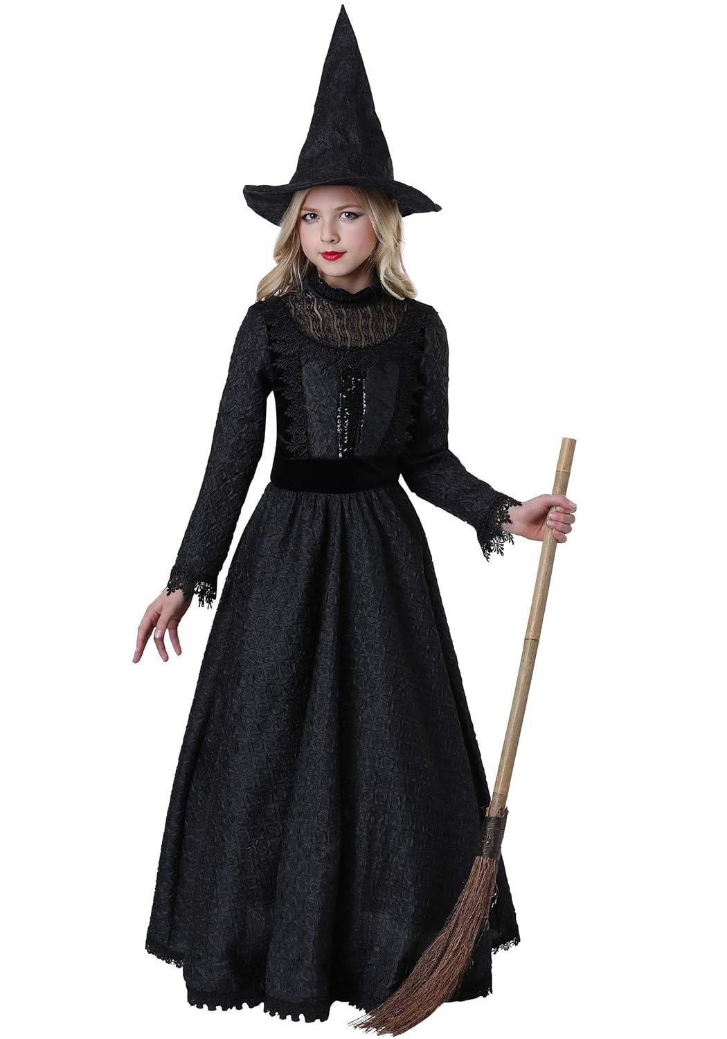 HalloweenCostumes.com Large Girl Deluxe Dark Witch Costume for Girls, Black