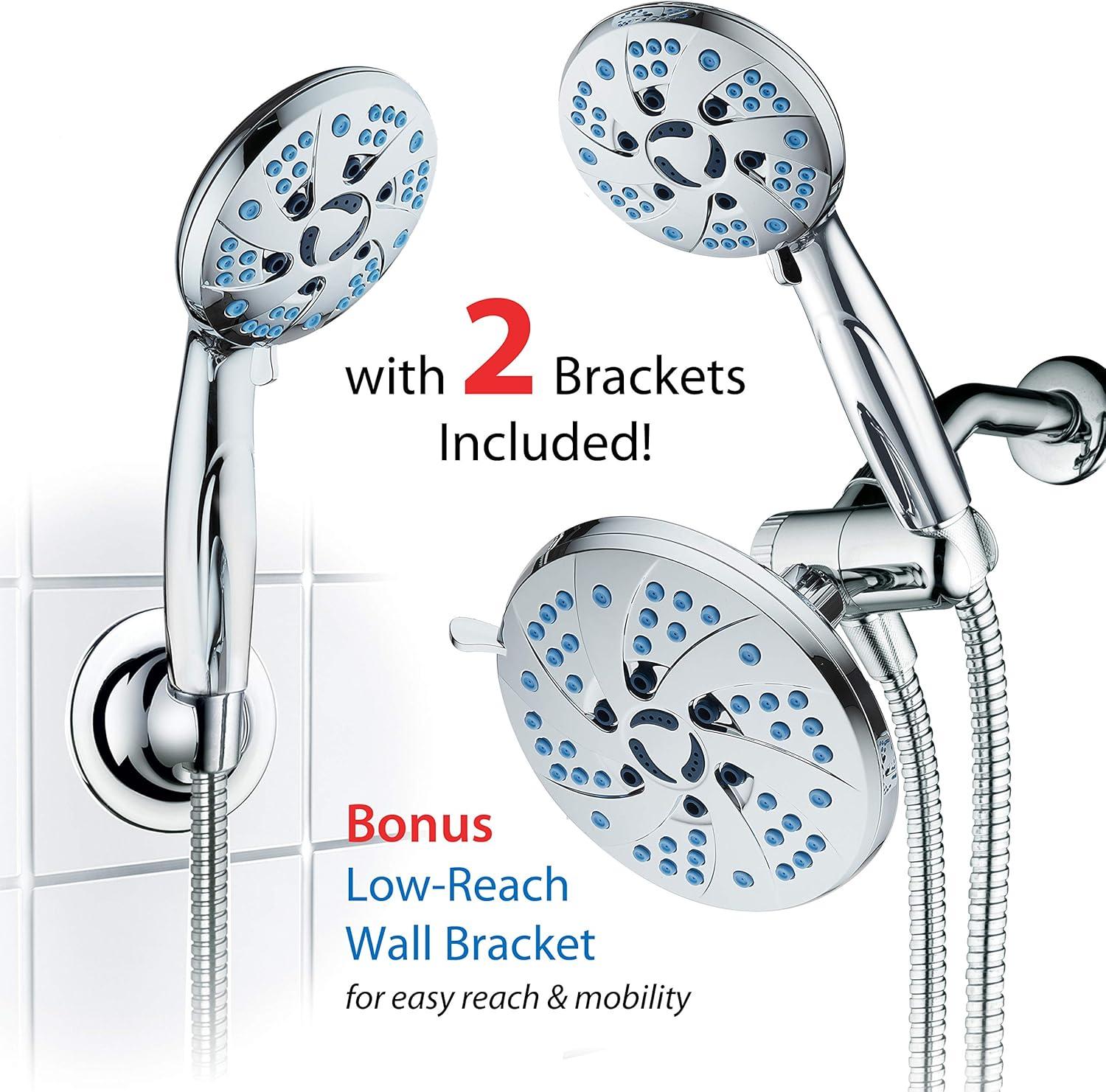 AquaCare Spa Station High Pressure -mode 3-way Rainfall & Handheld Shower Head Combo - Anti-Clog Nozzles, Extra-Long 6 ft Stainless Steel Hose, 2nd Wall Bracket/ORB Bronze Finish