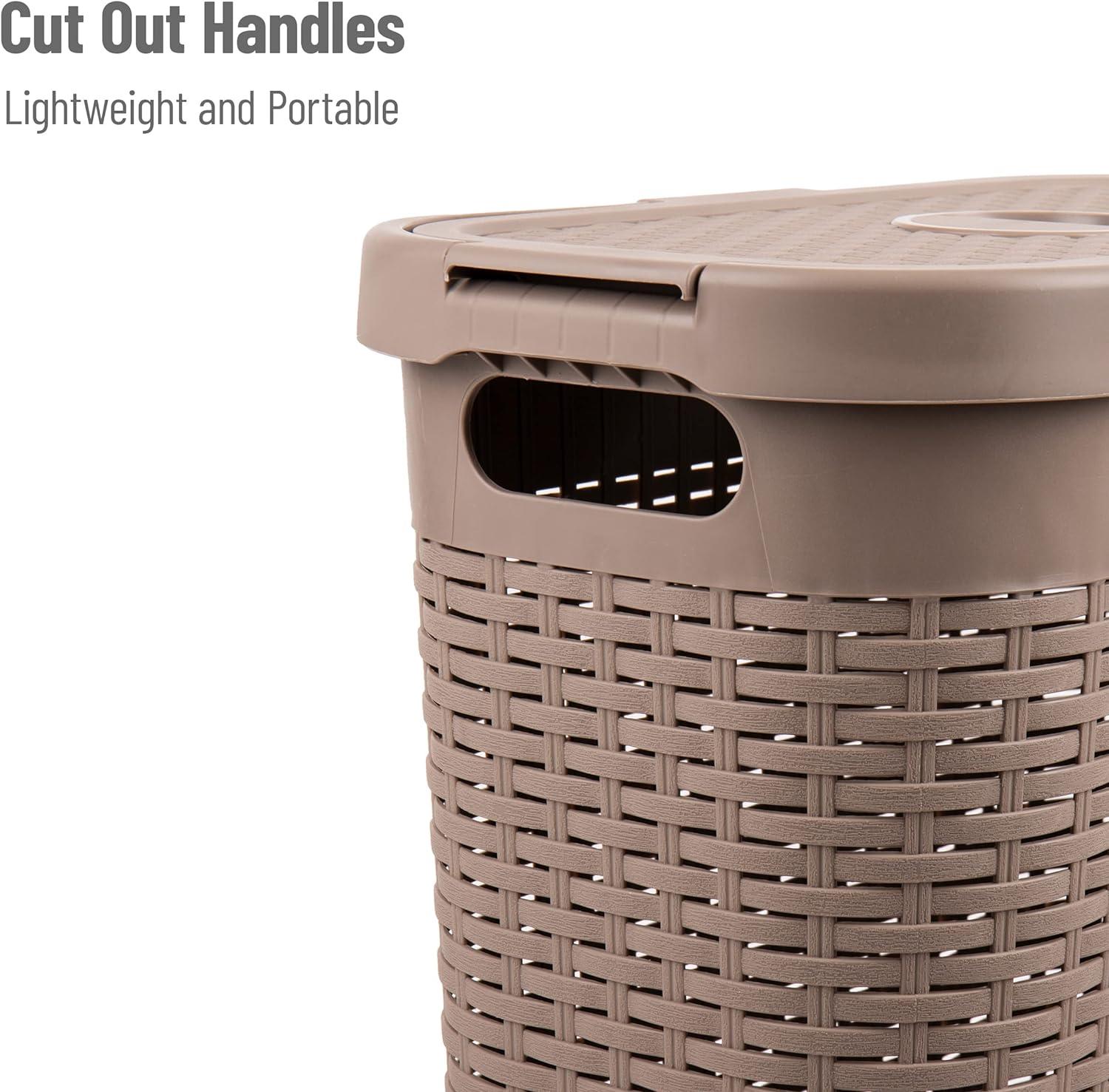 Mind Reader Mind Reader 40L Slim Laundry Hamper, Clothes Basket, Lid, Wicker Design, Plastic