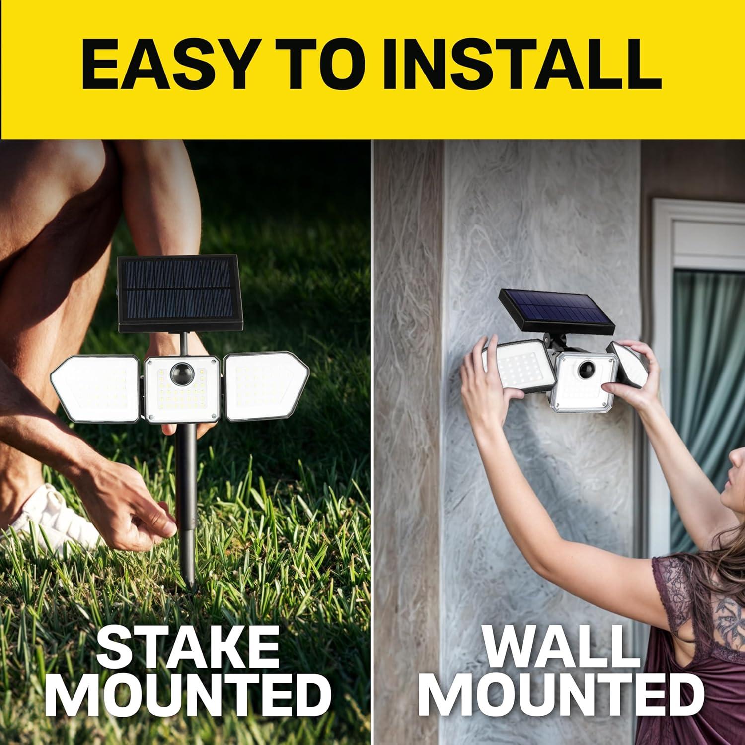 Bell+Howell Solar Lights for Outside, Solar Powered Outdoor Lights, Flood Lights 2-Pack Motion Sensor Waterproof LED for Patio Porch Yard