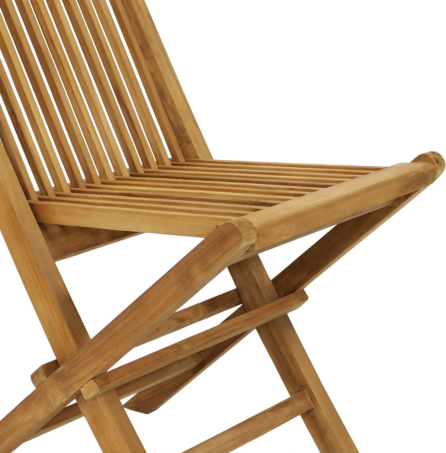 Sunnydaze Outdoor Solid Teak Wood with Stained Finish Hyannis Folding Dining Chairs - Light Brown