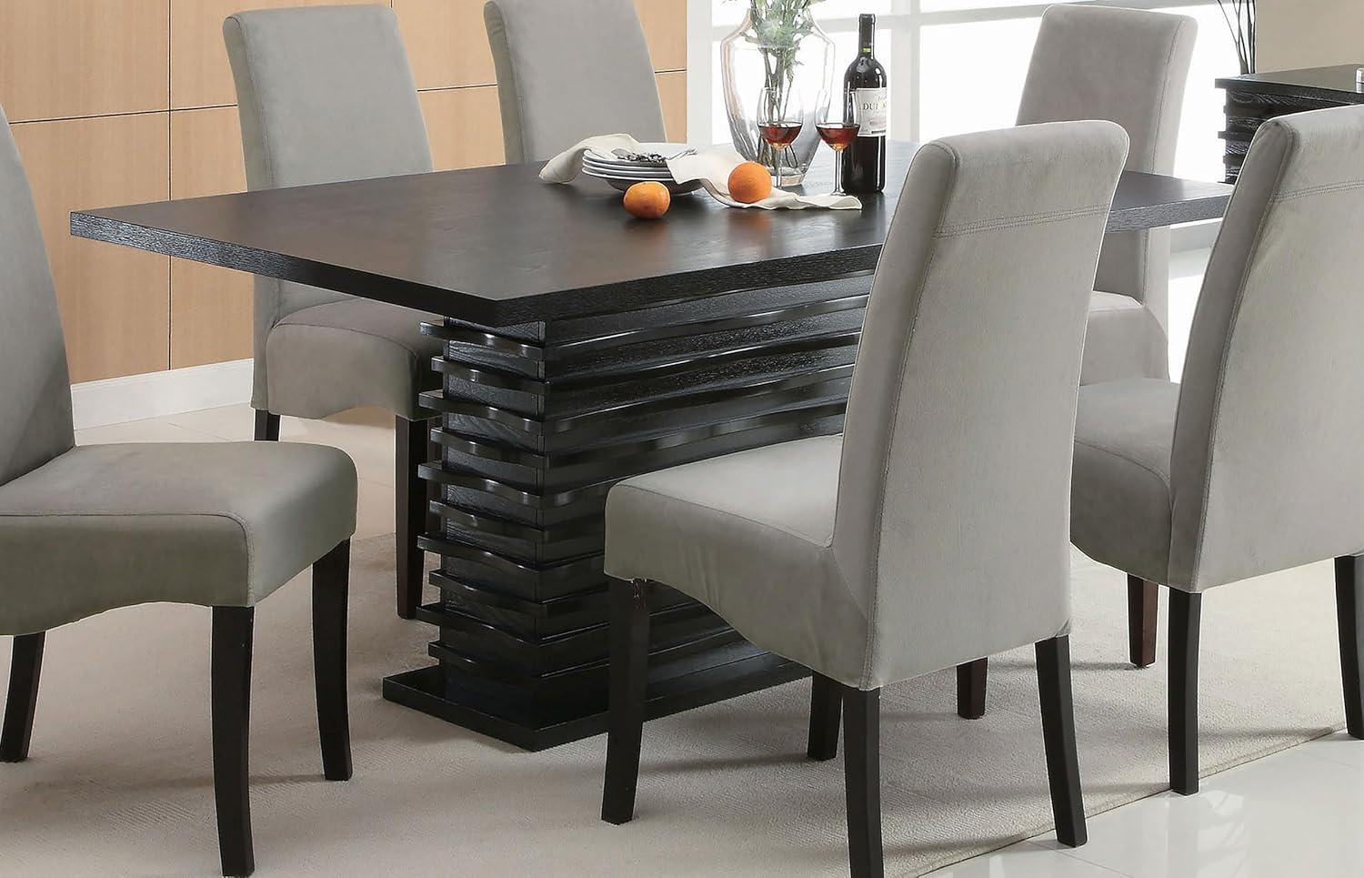 Damian Rectangle Pedestal Dining Table Black