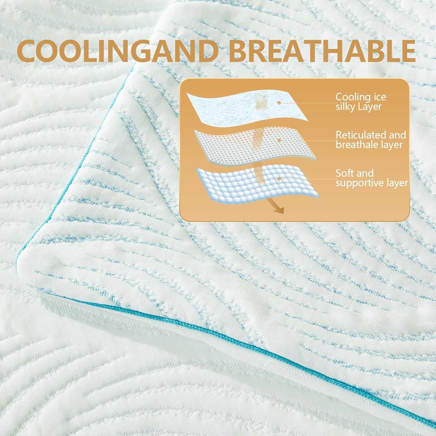 Pillows King Size Set of 2 Cooling Memory Foam Pillows for Sleeping Adjustable Medium Firm Back and Side Sleeper