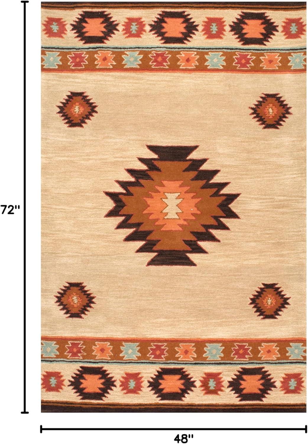 4'x6' Hand Tufted Shyla Area Rug Beige - nuLOOM: Wool, Bohemian Style, Medium Pile, Indoor Use