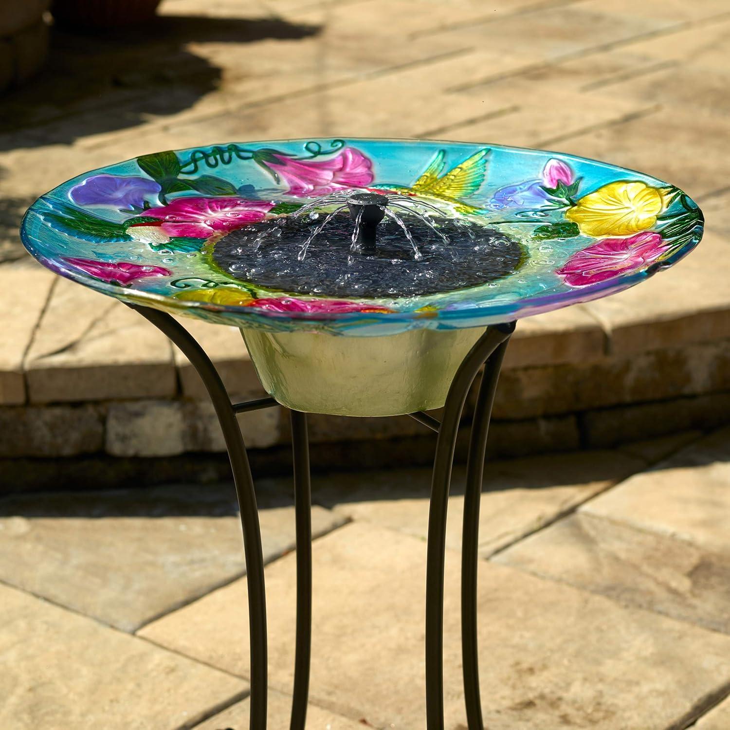 Smart Solar Japanese Koi Glass Solar Birdbath