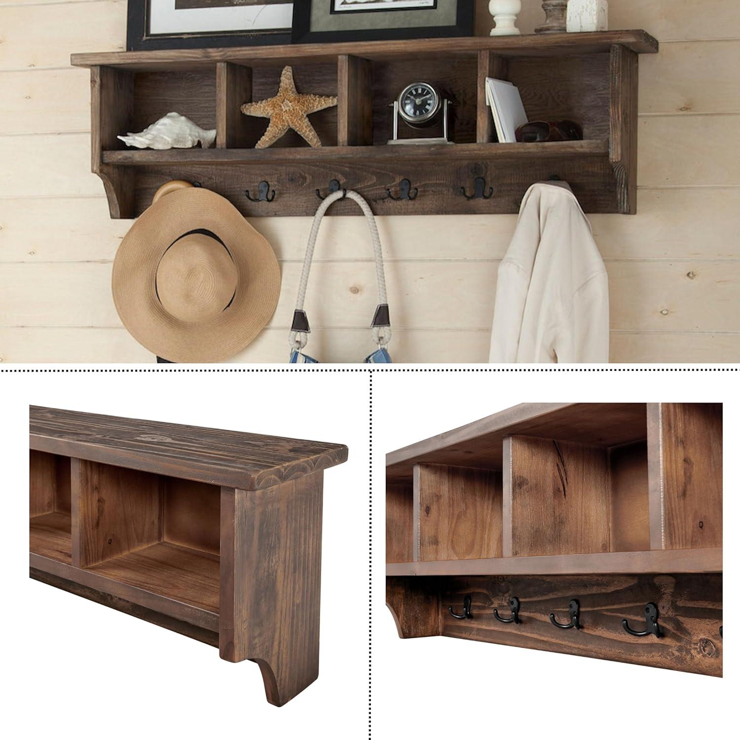 48 in. Pomona Metal & Wood Entryway Coat Hook with Storage Cubbies