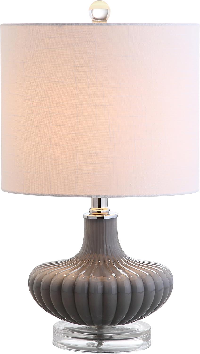 JONATHAN Y JYL1032A Kamille 18" Glass and Lucite LED Table Lamp Contemporary French Country Bedside Desk Nightstand Lamp for Bedroom Living Room Office College Bookcase LED Bulb Included, Gray