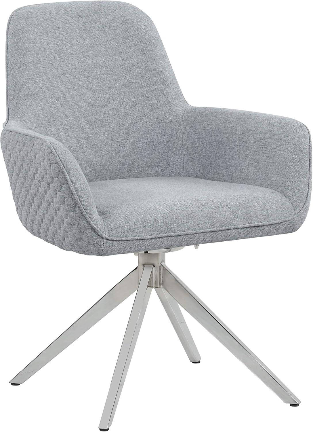 Gray Upholstered Swivel Side Chair with Chrome Legs