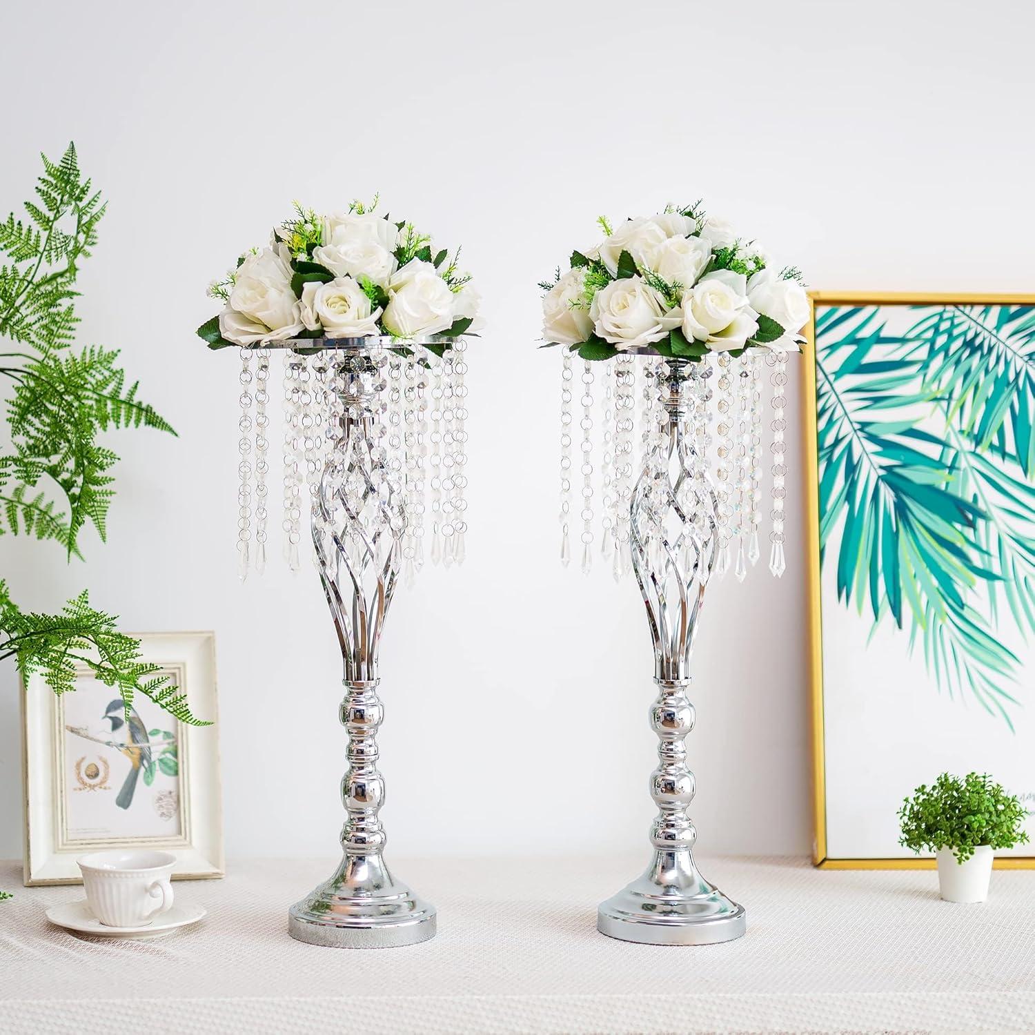 Nuptio Set of 10 White Rose Artificial Flower Kissing ball, 15 Heads Fake Peony Silk Flowers Bouquet for Centerpiece Wedding Birthday Party Home Table Decor