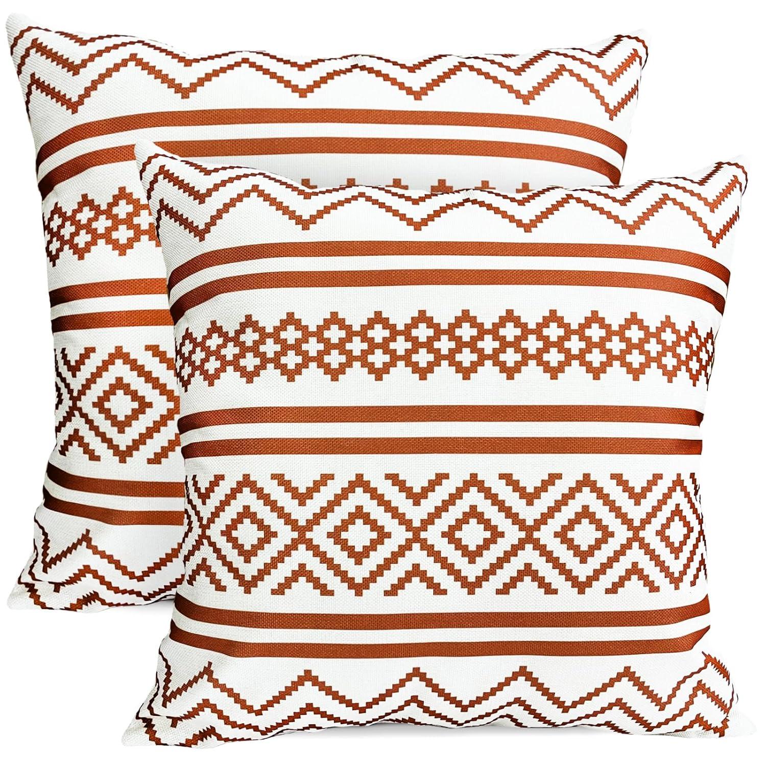 Decorative Throw Pillow Covers Set of 2 Coffee Pillow Covers 16x16 inch Throw Pillow Cases Linen Square Pillow Case,Farmhouse Outdoor Modern Boho Pillow Covers for Couch Sofa Living Room