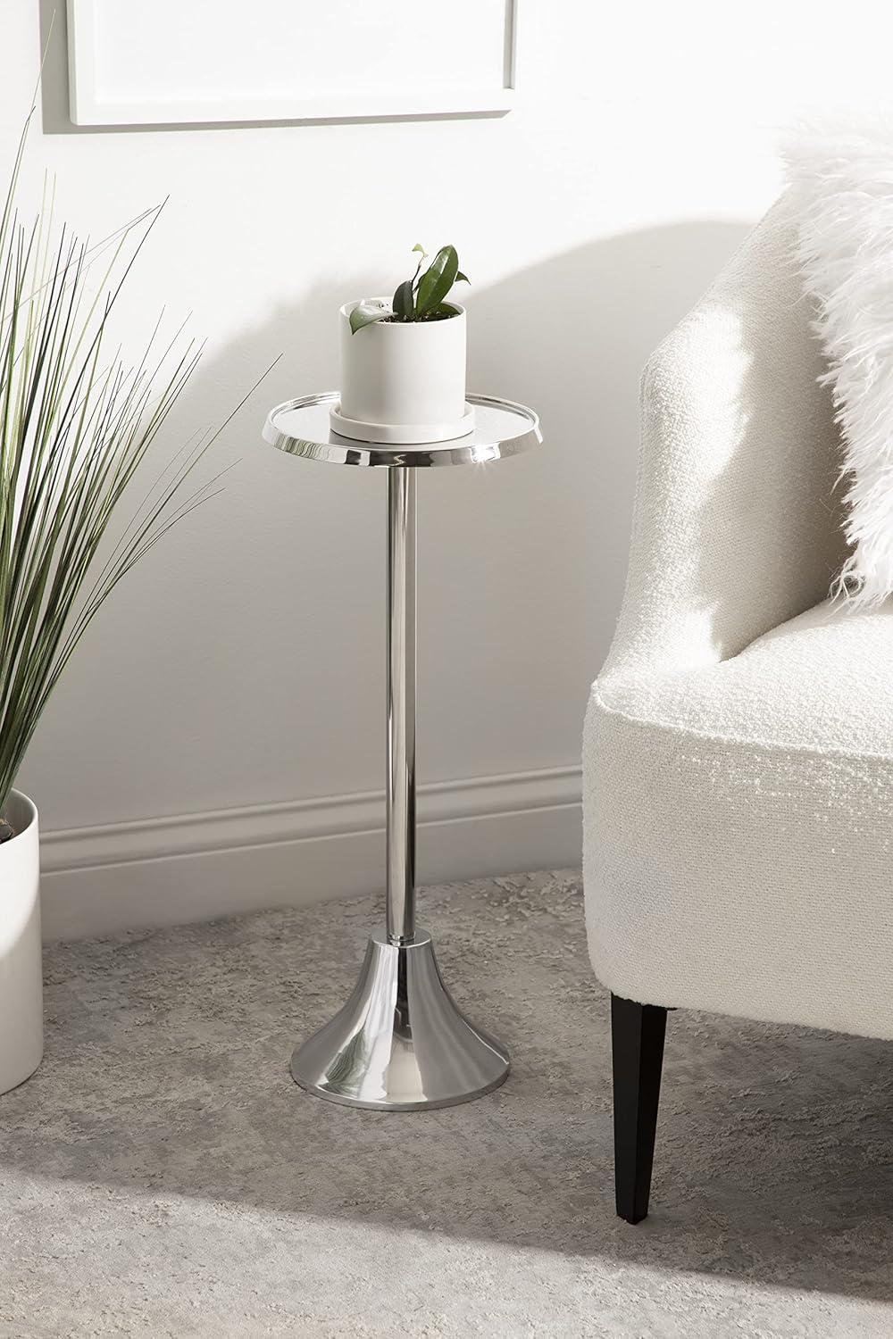 Kate and Laurel Sanzo Round Metal Drink Table, 9x9x23, Silver
