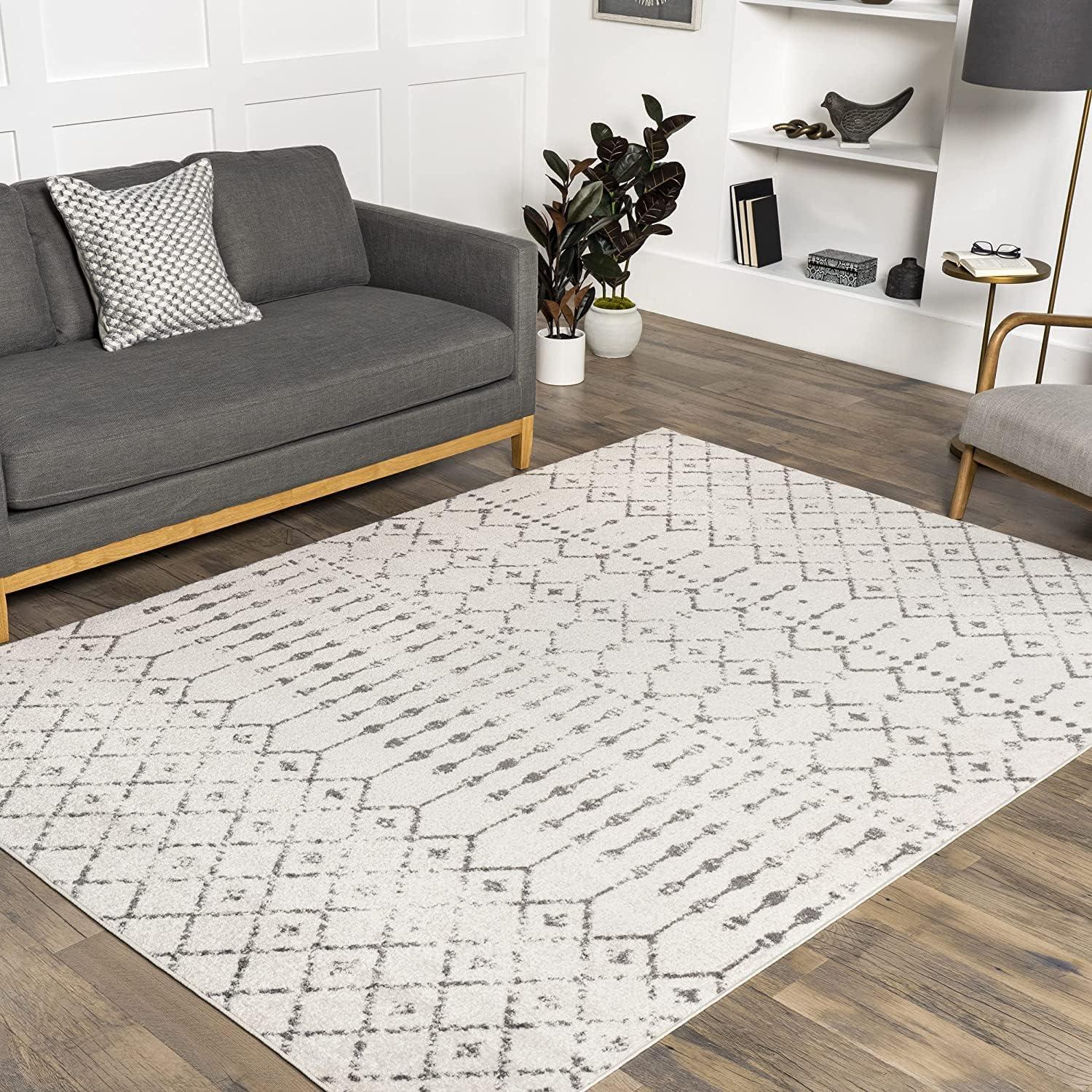 Gray Geometric Synthetic Square Area Rug, 8x8 Feet