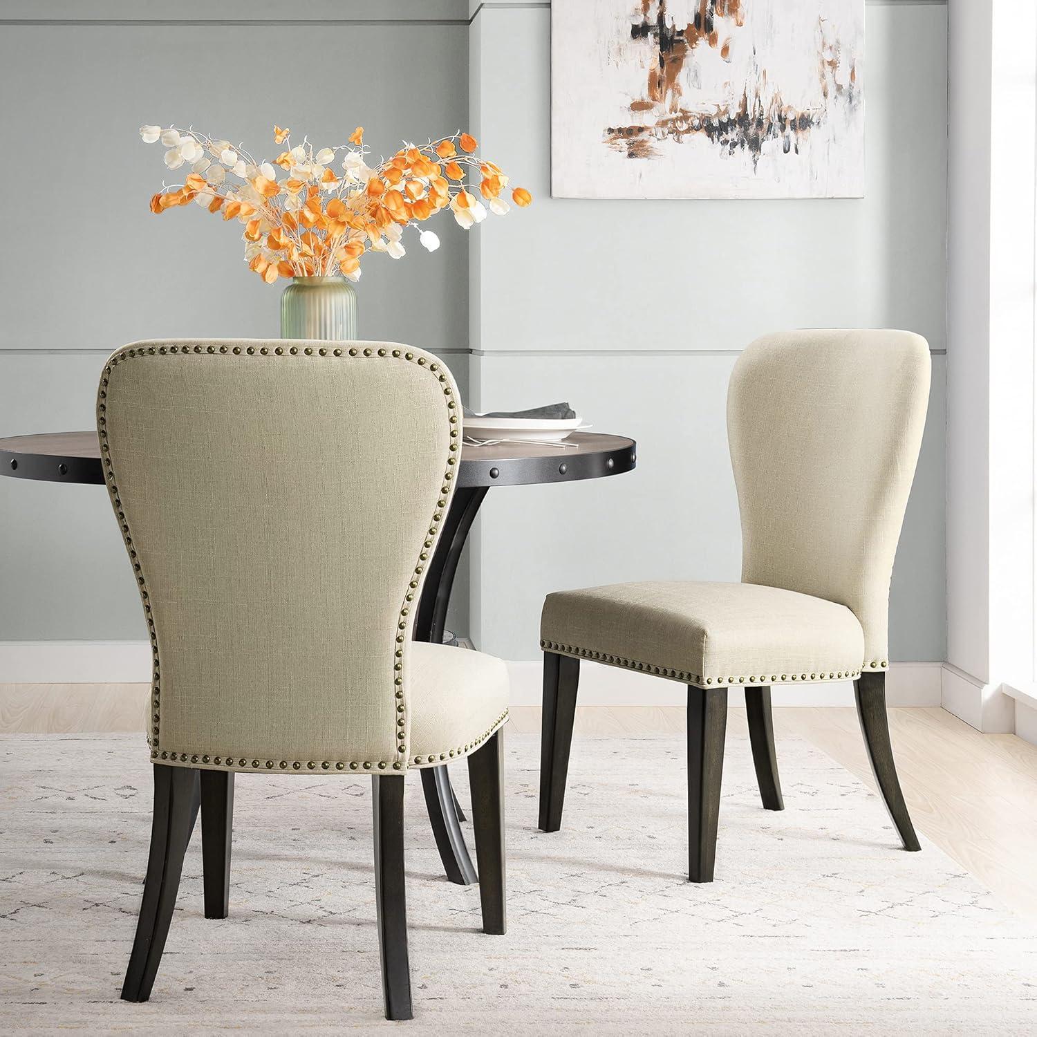 Savoy Cream Faux Leather Upholstered Side Chairs, Set of 2