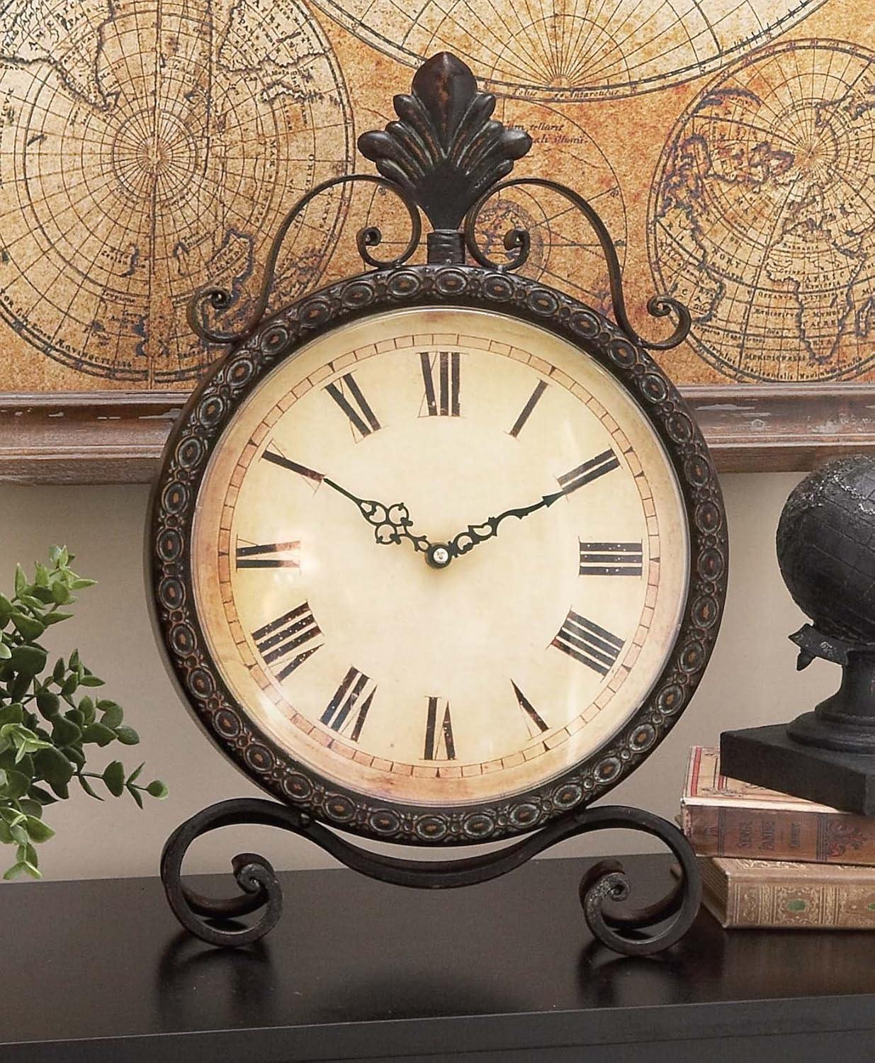 DecMode 17" Brown Metal Scroll Clock