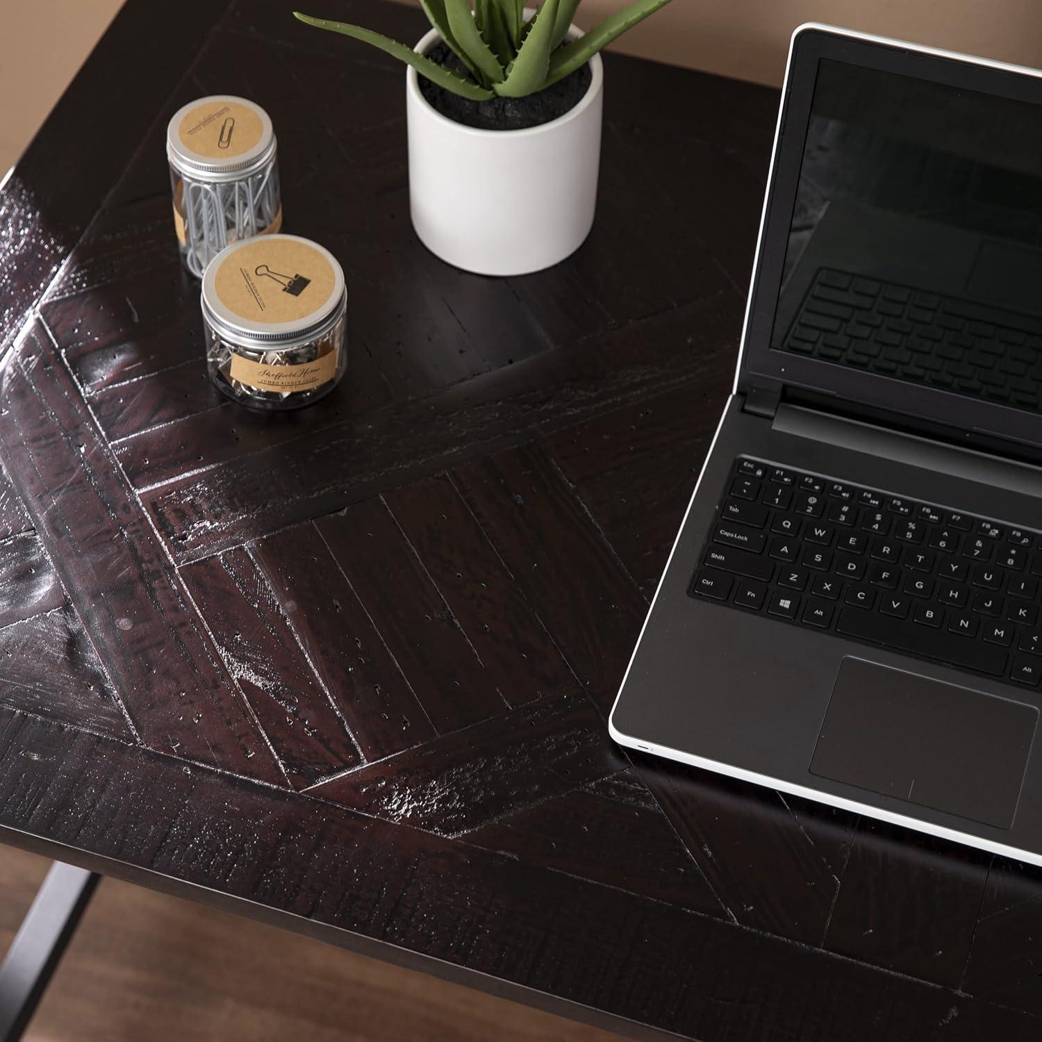 SEI Furniture Lawrenny Contemporary Reclaimed Wood Desk in Black