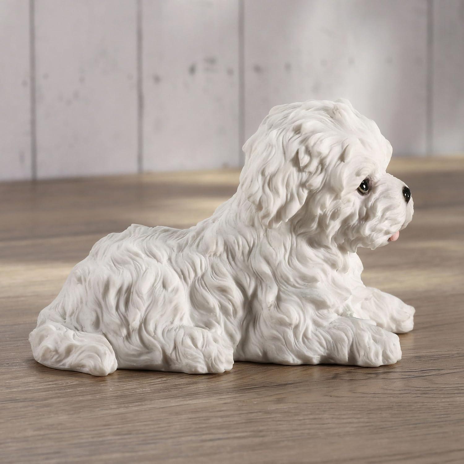 White Resin Maltese Puppy Dog Figurine