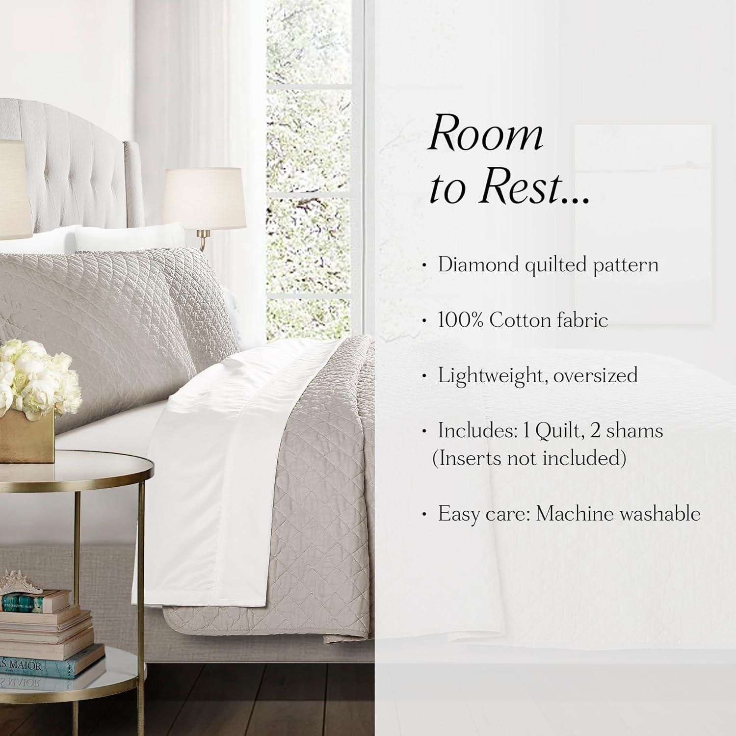 Lush Decor Ava Diamond Standard Cotton Modern & Contemporary Quilt Set