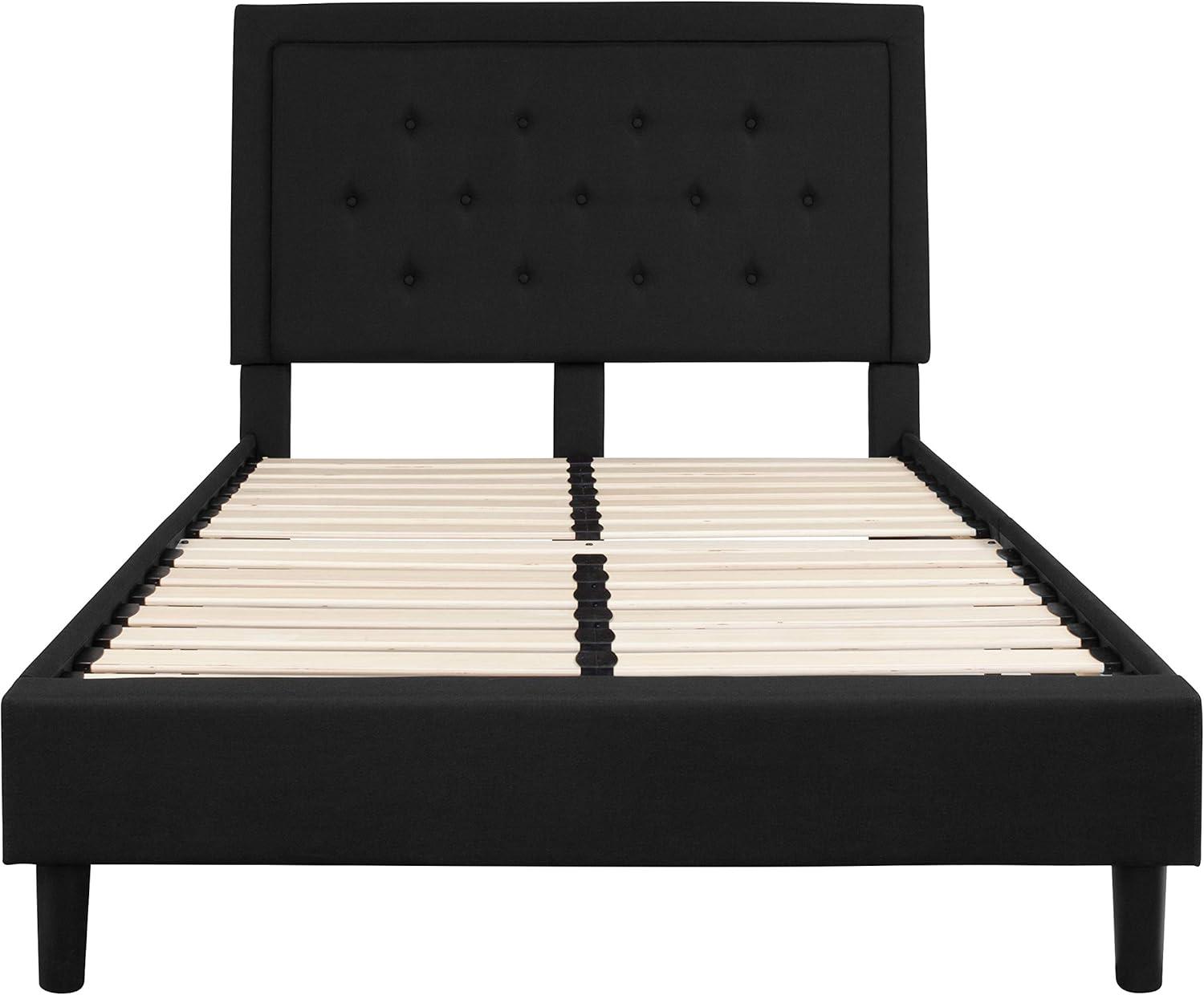 Flash Furniture Roxbury Full Size Tufted Upholstered Platform Bed in Black Fabric