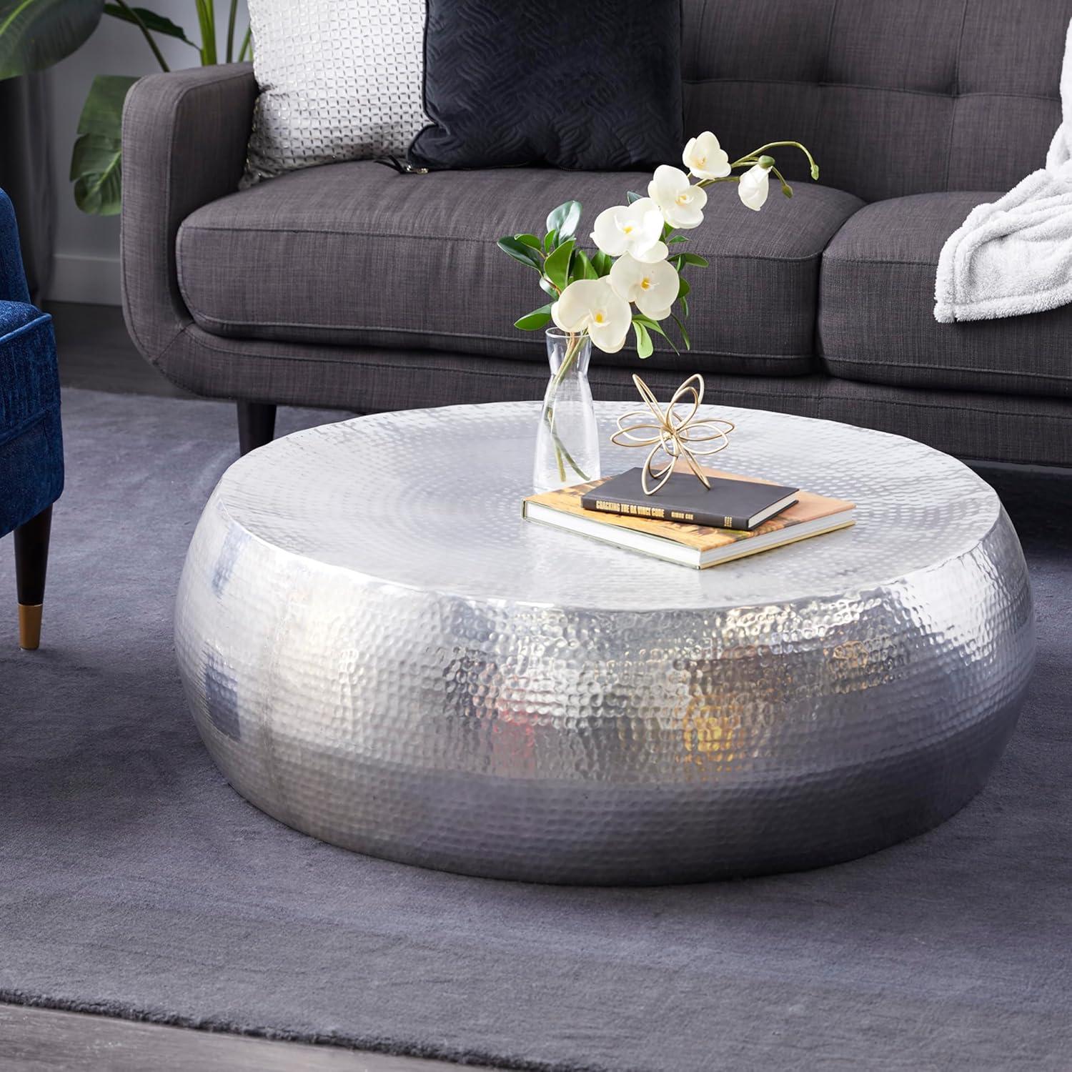 Contemporary Aluminum Coffee Table Silver - Olivia & May