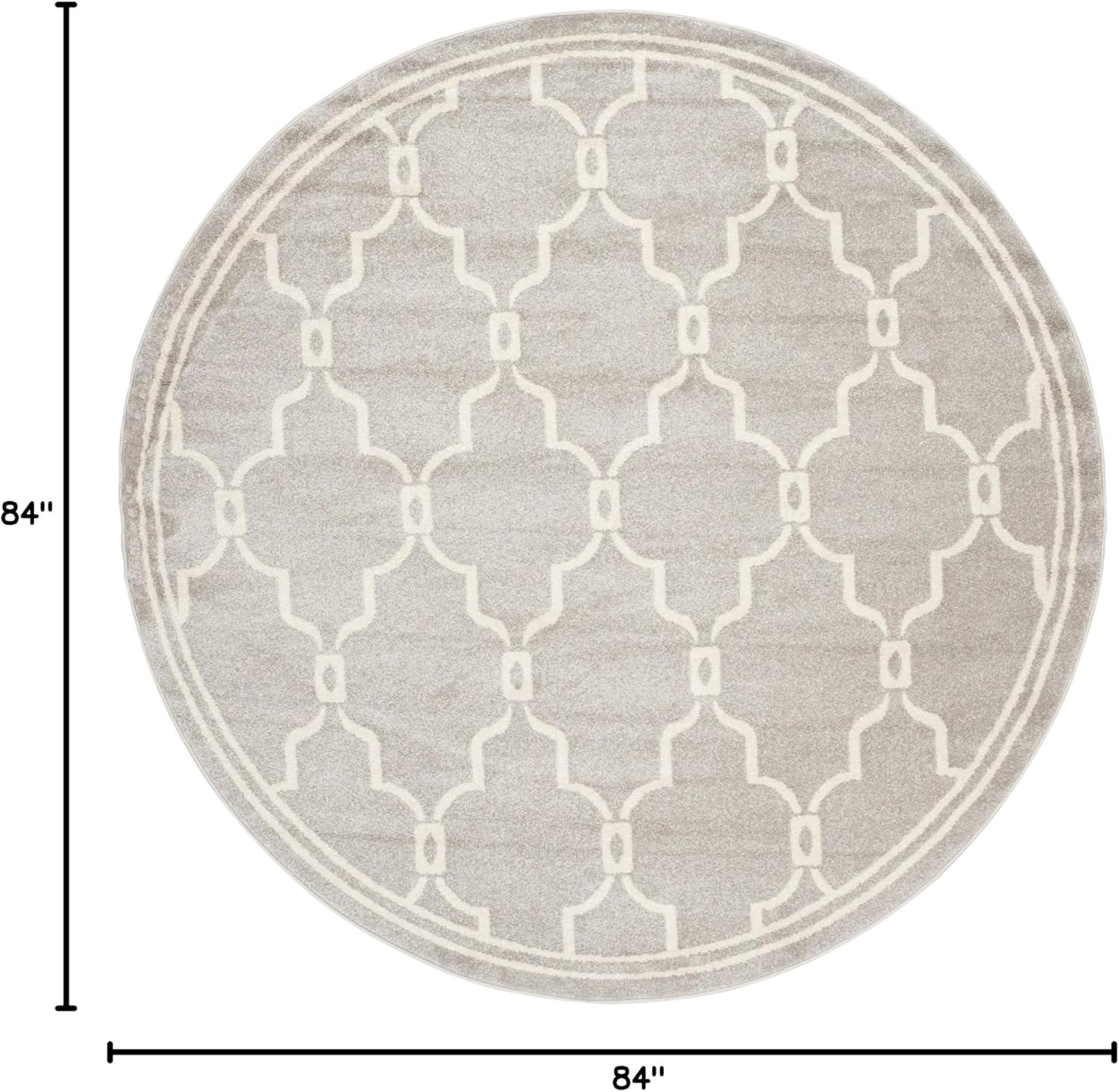 Amherst AMT414 Power Loomed Indoor Area Rug - Light Grey/Ivory - 7' Round - Safavieh