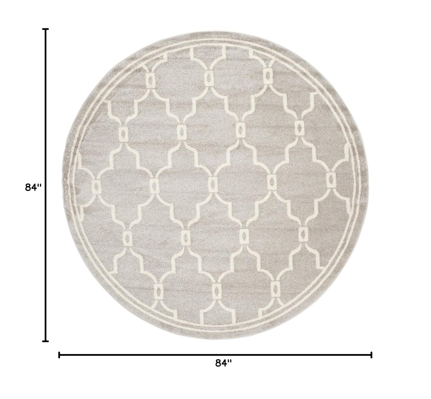 Amherst AMT414 Power Loomed Indoor Area Rug - Light Grey/Ivory - 7' Round - Safavieh