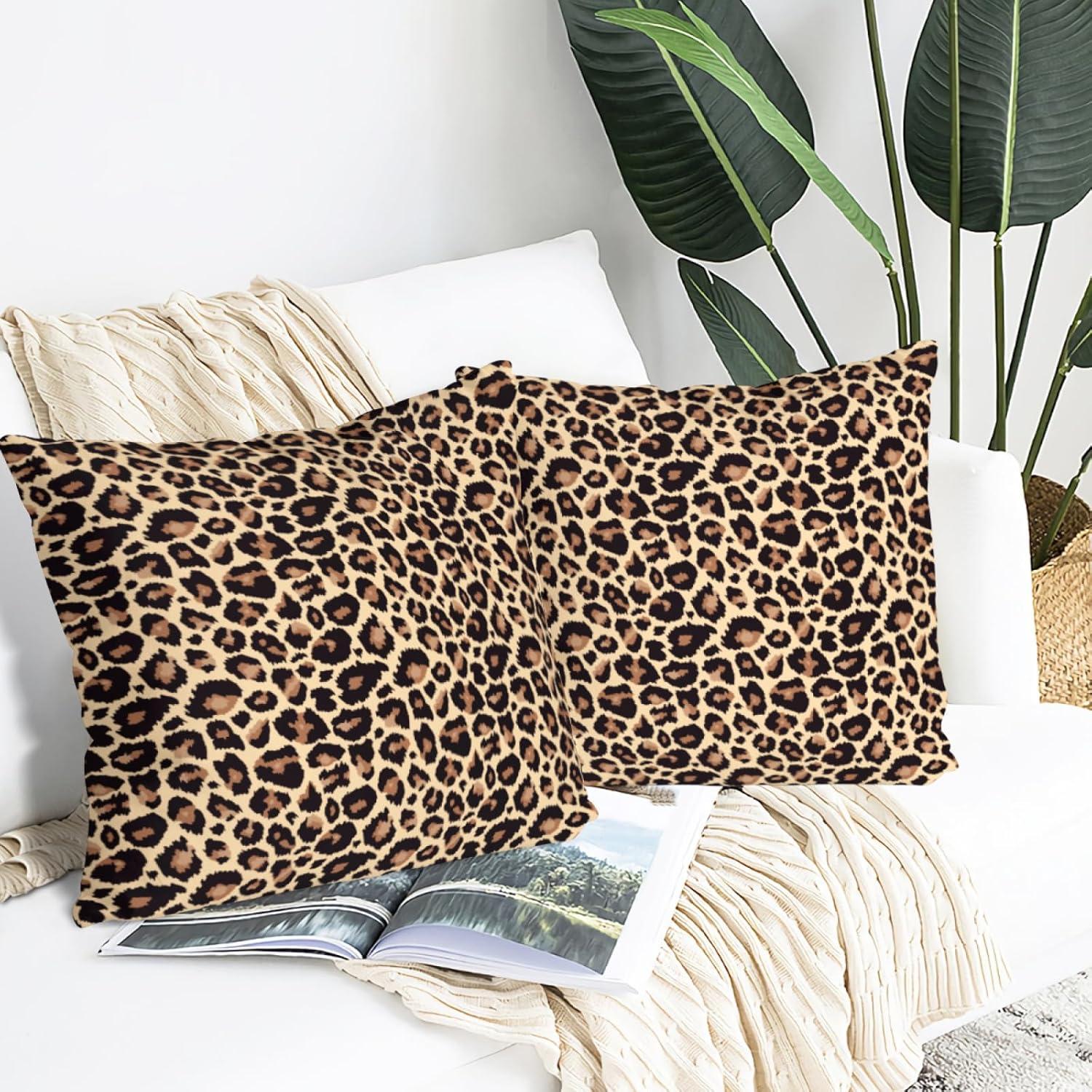 LALILO Throw Pillow Covers Trendy Leopard Wild Animal Cheetah Skin Cushion Cover 18" x 18", 2 Pack