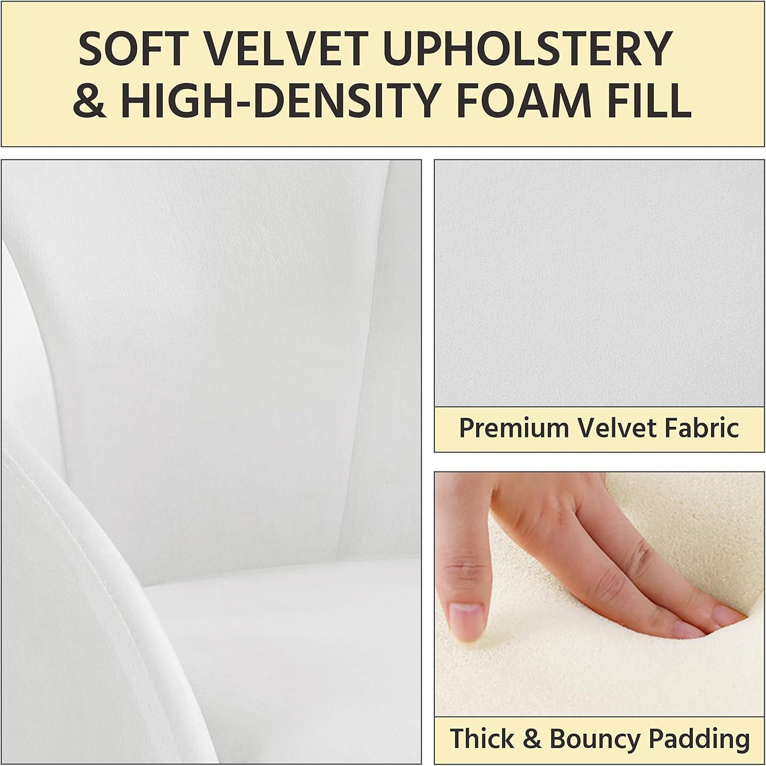 Yaheetech Modern Velvet Vanity Chair Armchair, Flower Shaped Makeup Chair with Golden Metal Legs for Living Room/Makeup Room/Bedroom/Home Office/Kitchen, White