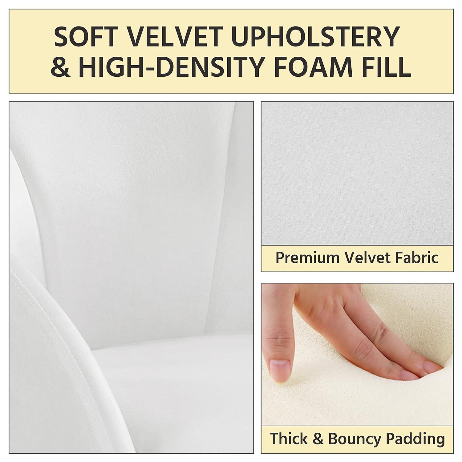 Yaheetech Modern Velvet Vanity Chair Armchair, Flower Shaped Makeup Chair with Golden Metal Legs for Living Room/Makeup Room/Bedroom/Home Office/Kitchen, White