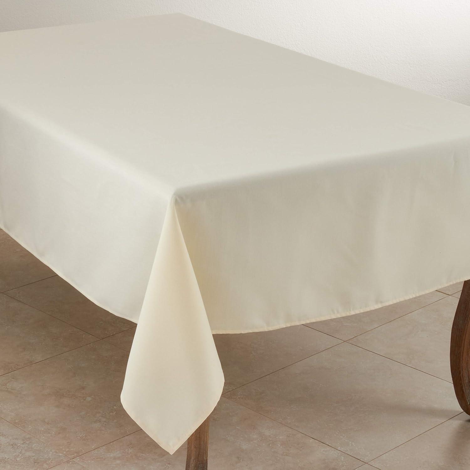 Saro Lifestyle Solid Color Everyday Tablecloth, Ivory, 65" x 140"