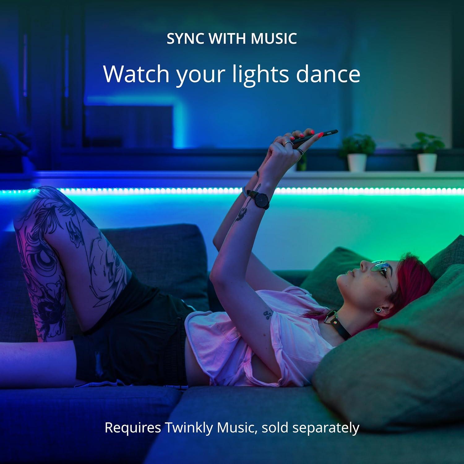 Twinkly Twinkly 5 Ft Adhesive Magnetic Multicolor Indoor Line Light Strip Extension Kit