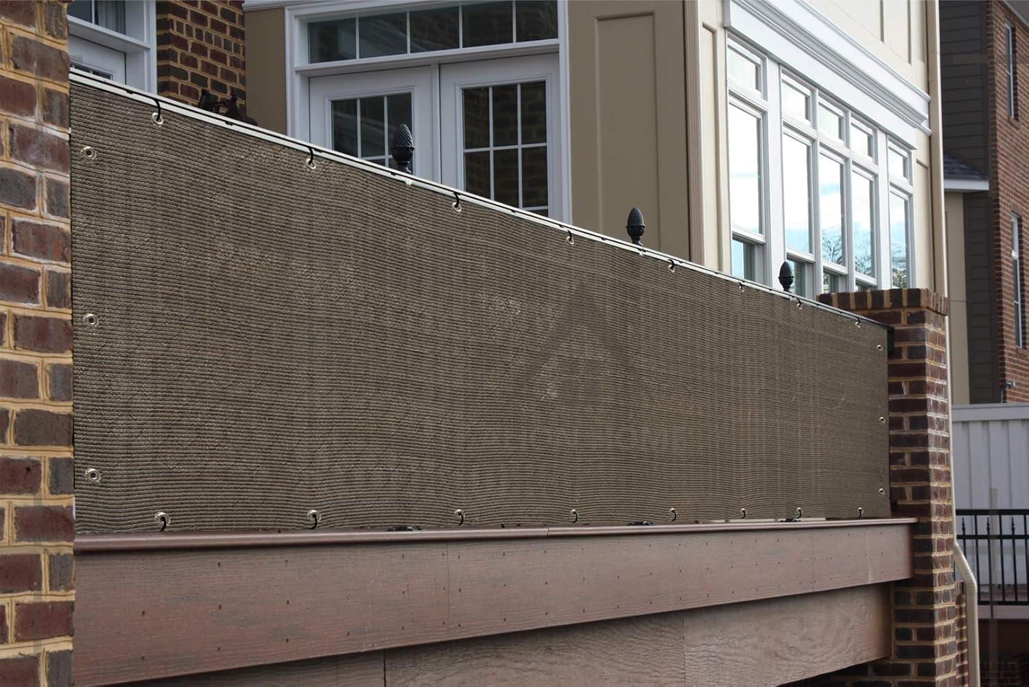 Alion Home Elegant Privacy Screen Windscreen Mesh for Balcony, Backyard, Deck, Patio, Fence, Pool, Porch, Railing - Brown/Mocha (3' x 3')